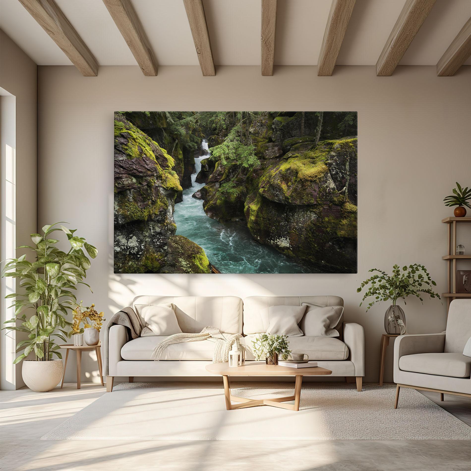 Vászonkép Blue Majestic Waterfall mockup 6