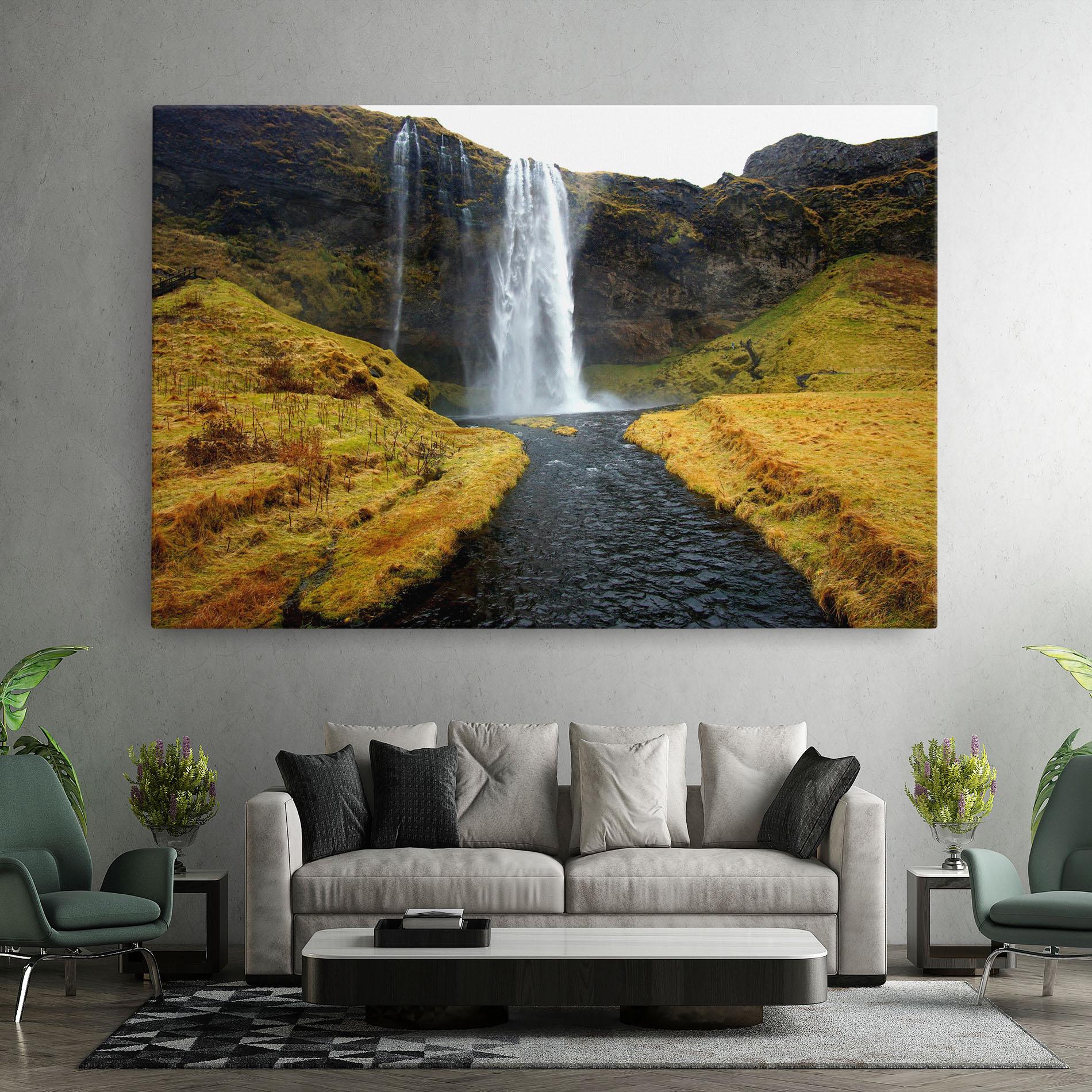 Vászonkép Yellow Grass Waterfall mockup 7