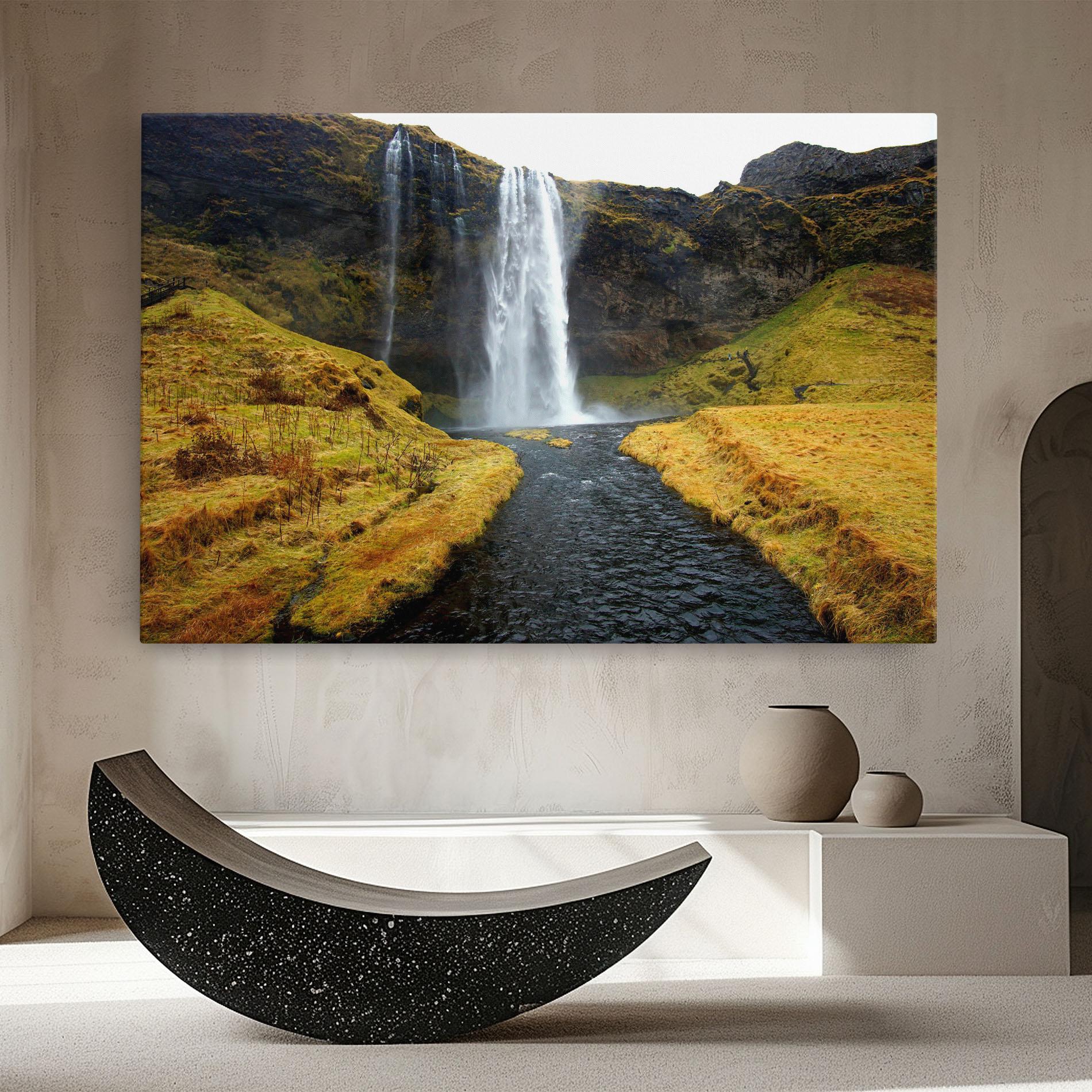 Vászonkép Yellow Grass Waterfall mockup 8