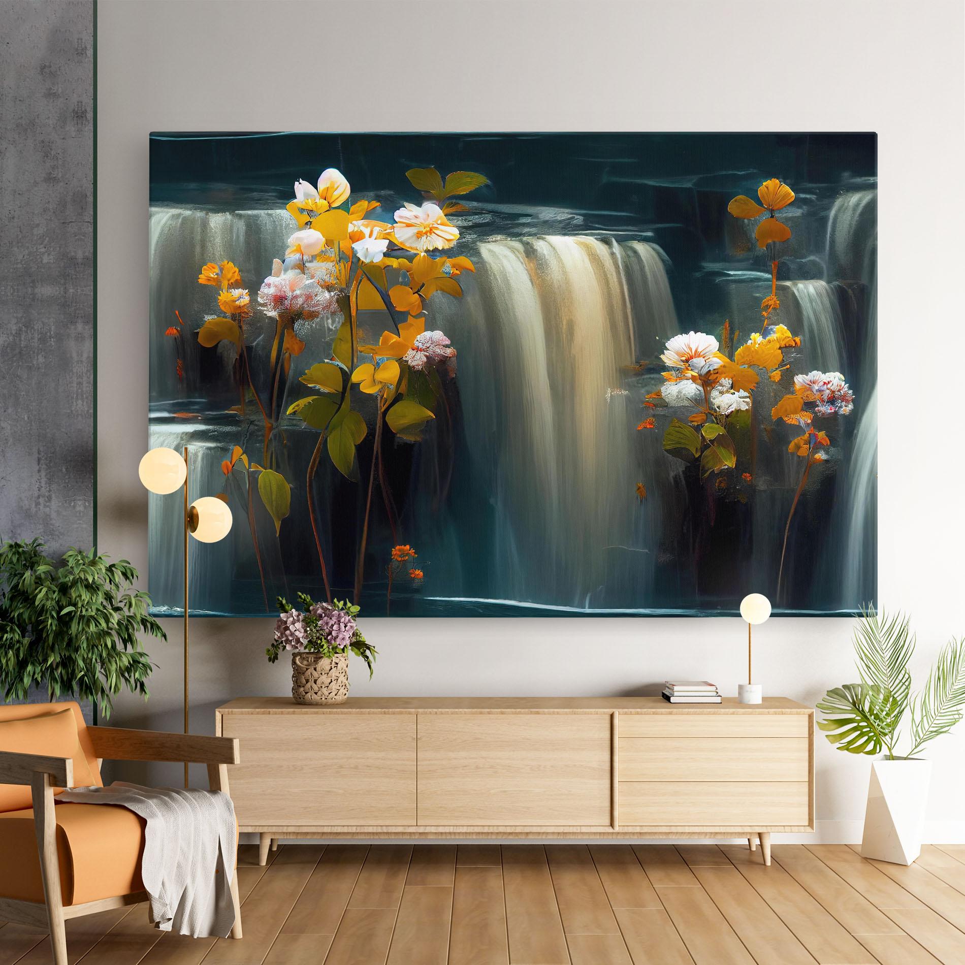 Vászonkép Flowers Waterfall mockup 9