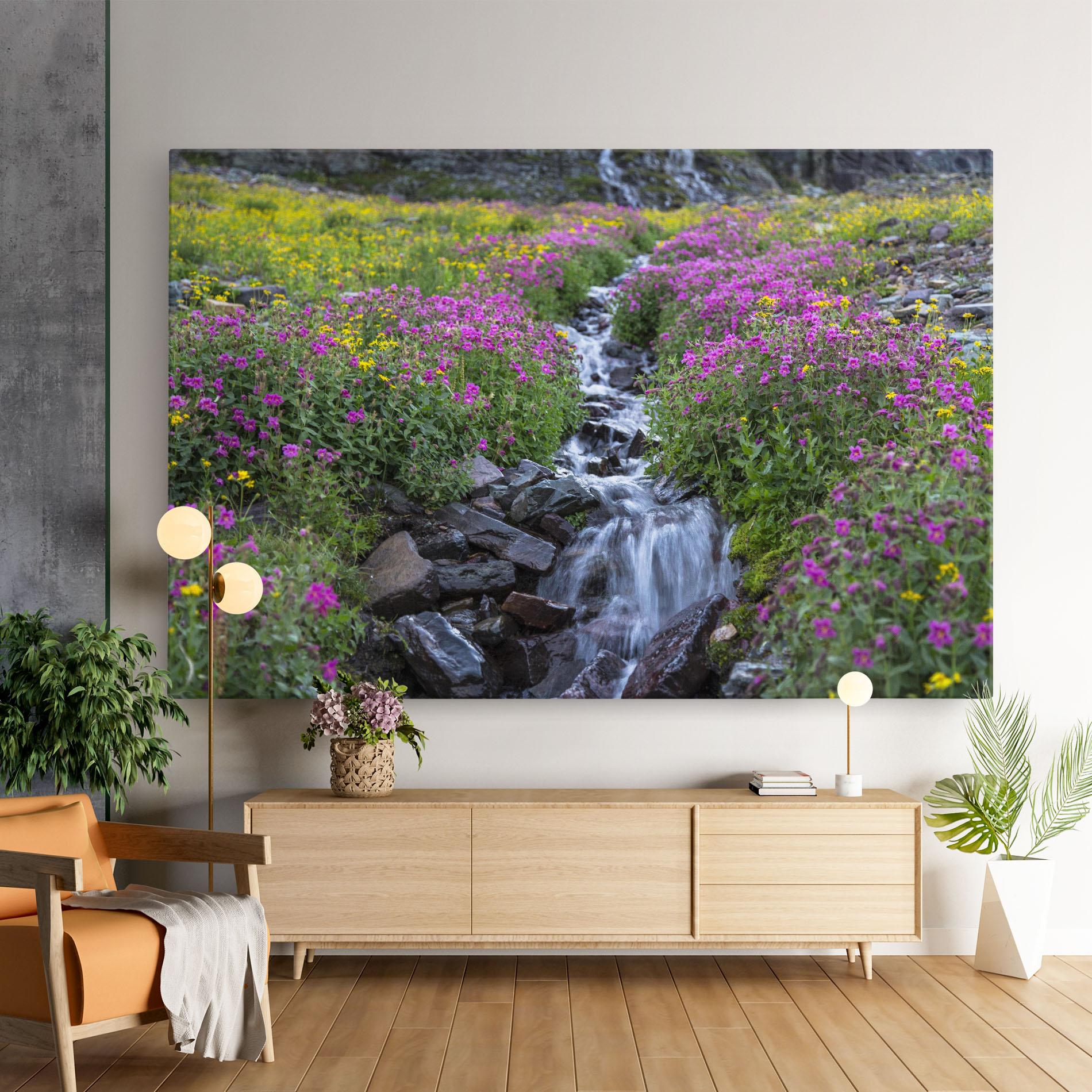Vászonkép Purple Field Waterfall mockup 9