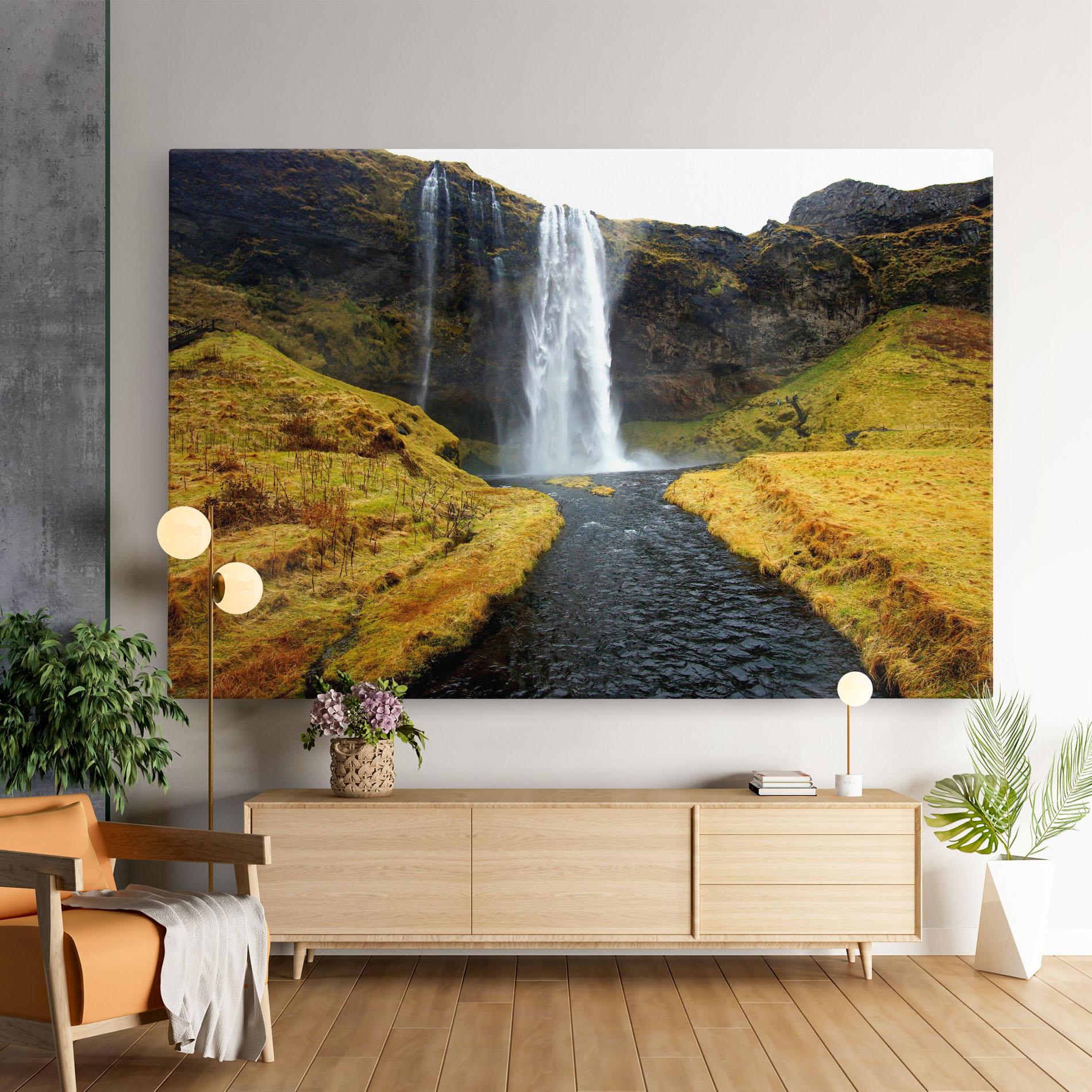 Vászonkép Yellow Grass Waterfall mockup 9
