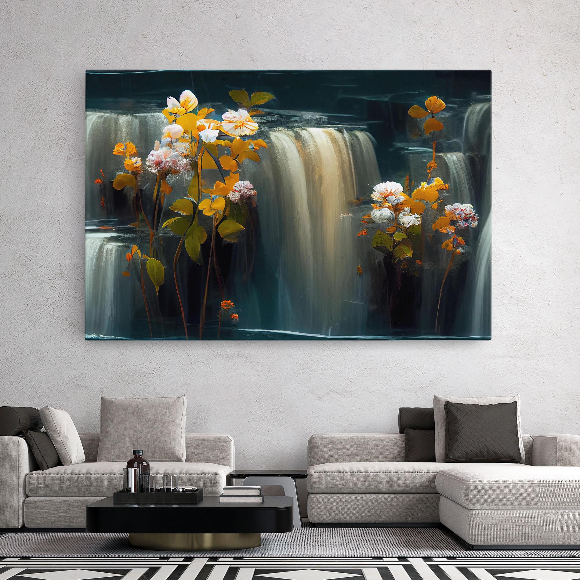 Vászonkép Flowers Waterfall mockup 2