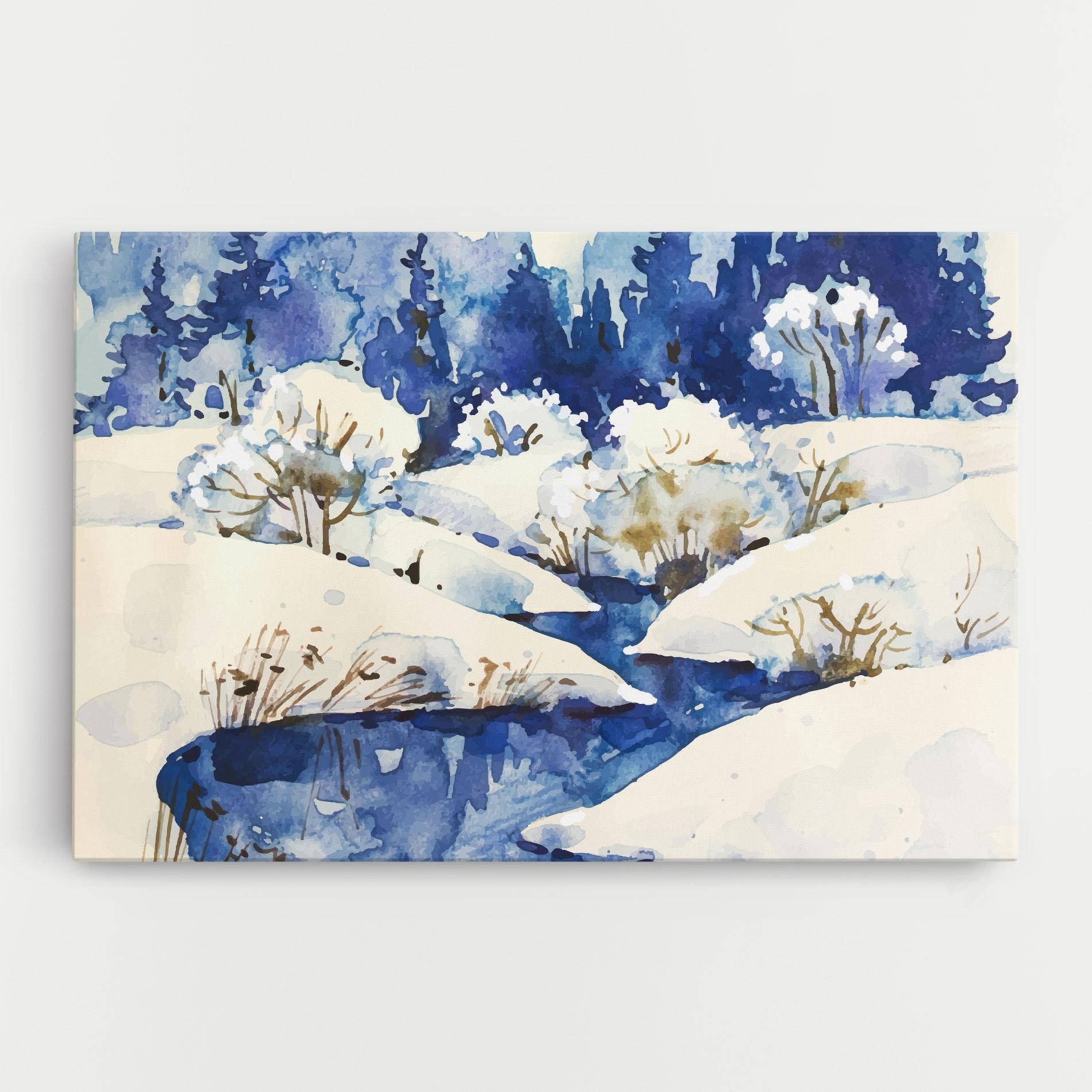 Vászonkép Blue Trees Winter mockup 0