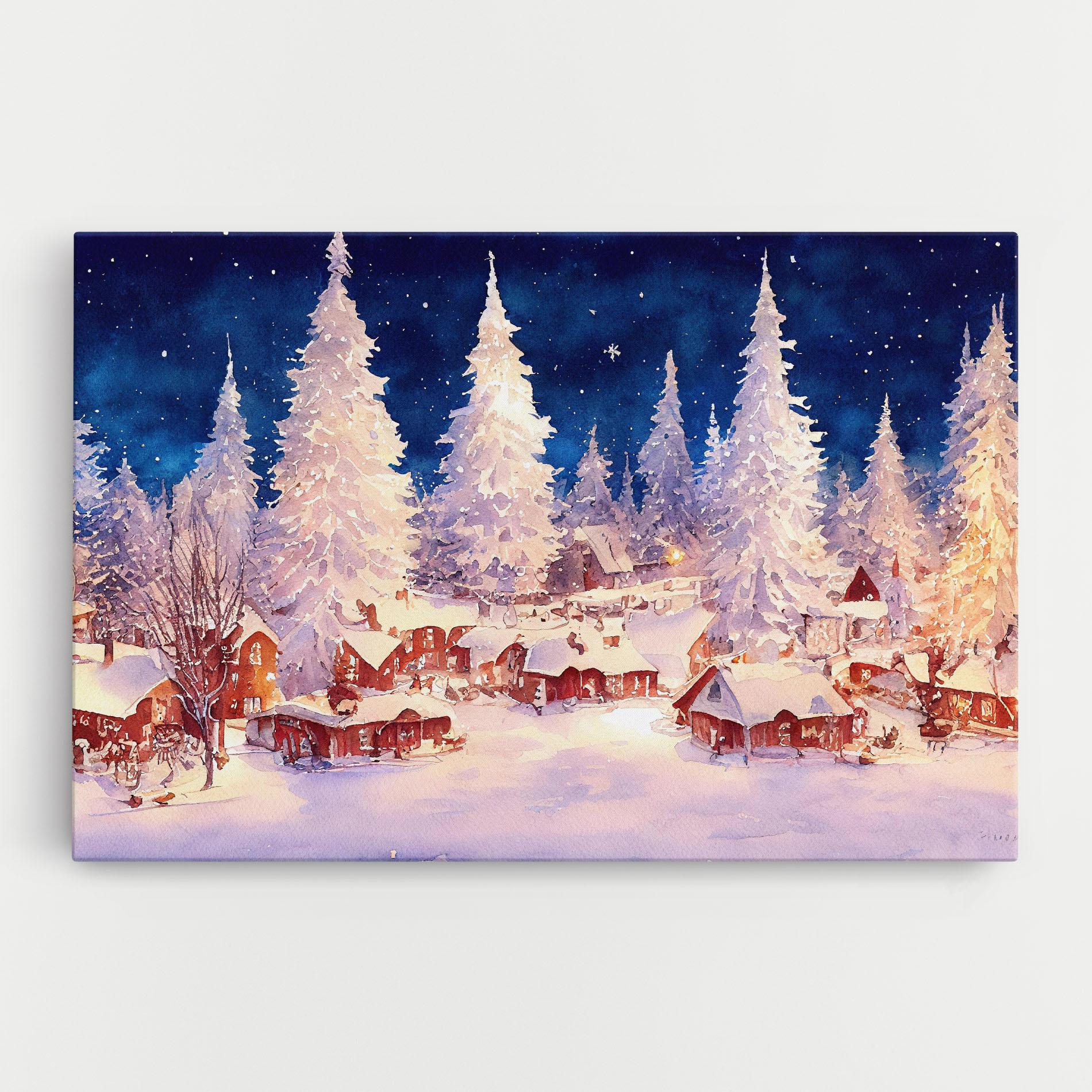 Vászonkép Snow Falling Painting mockup 0