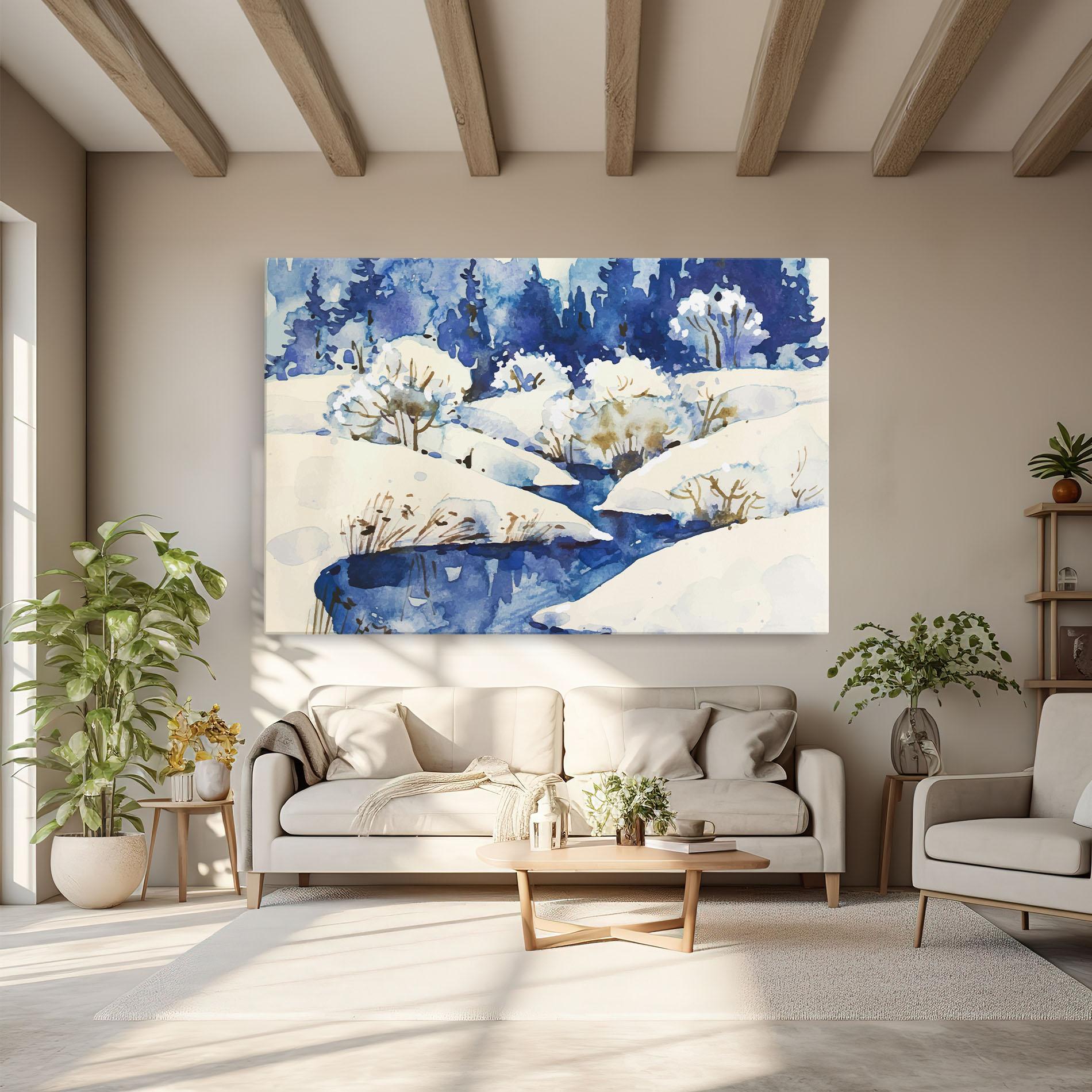 Vászonkép Blue Trees Winter mockup 6