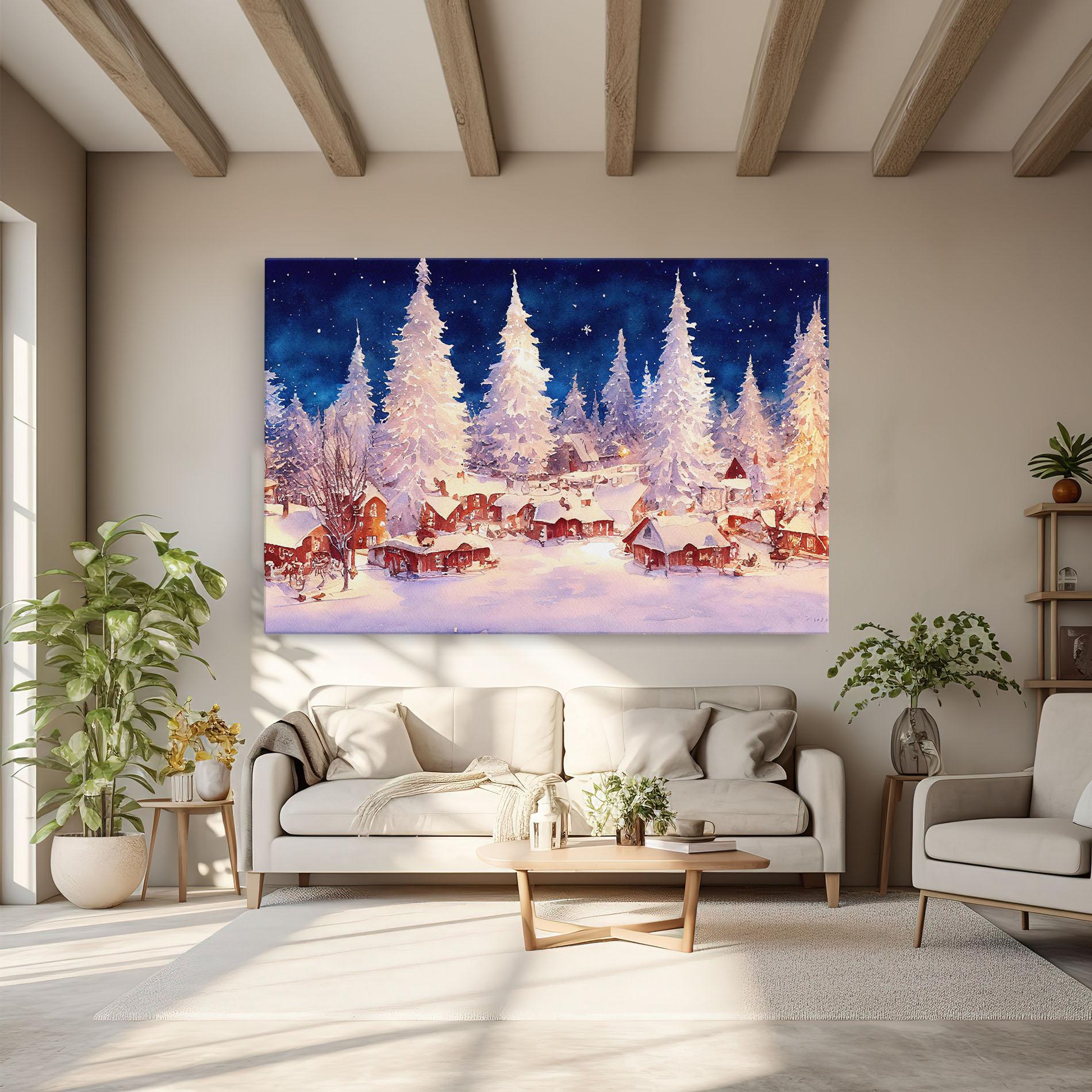 Vászonkép Snow Falling Painting mockup 6