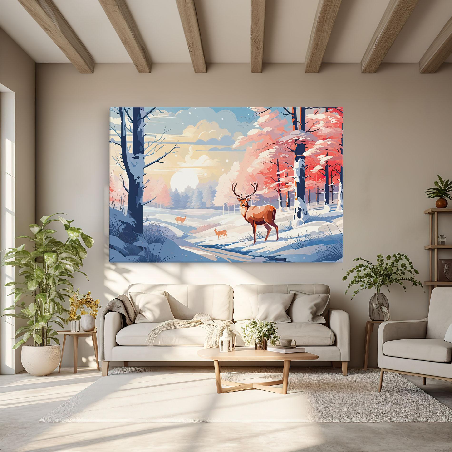 Vászonkép Winter Deer Art mockup 6