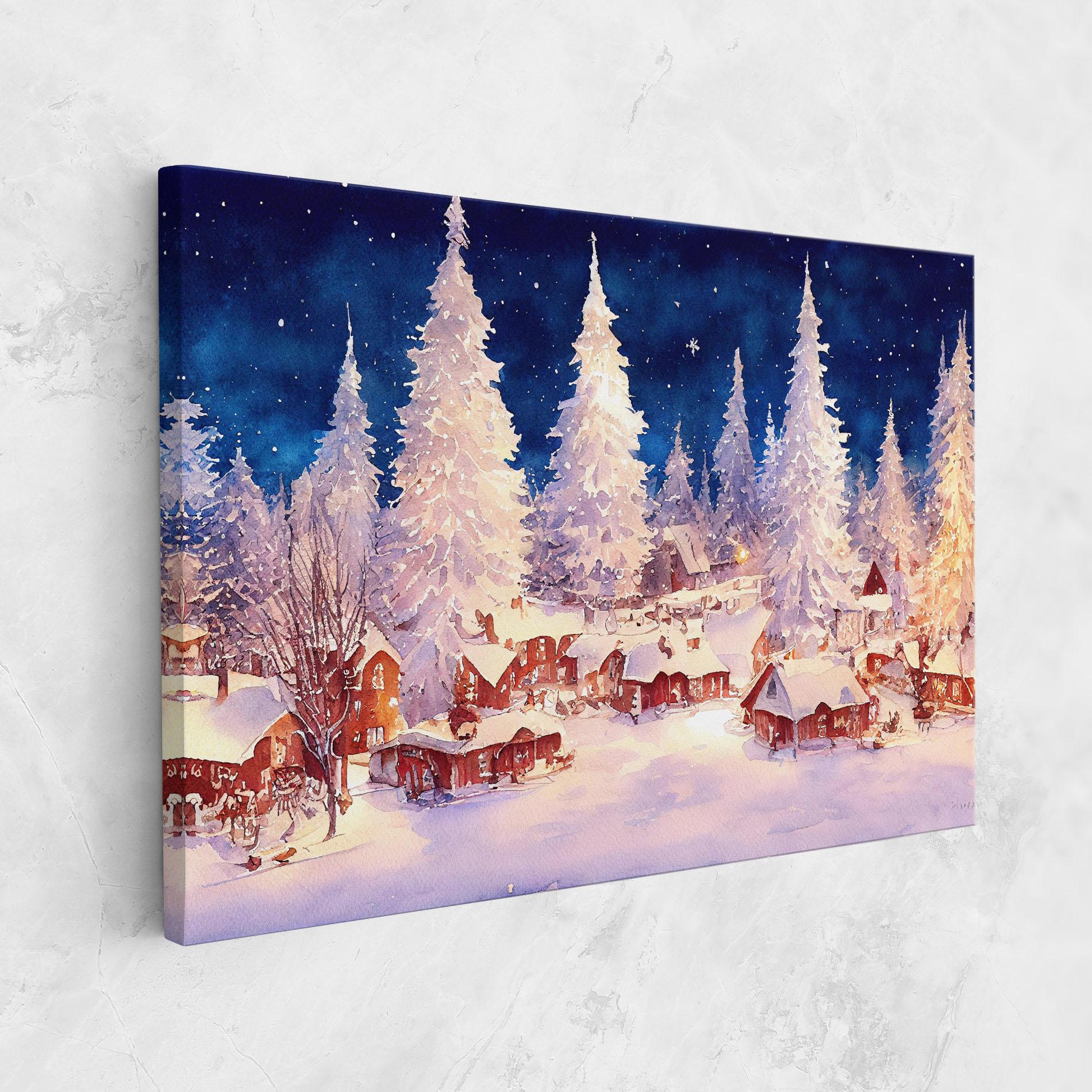 Vászonkép Snow Falling Painting mockup 1