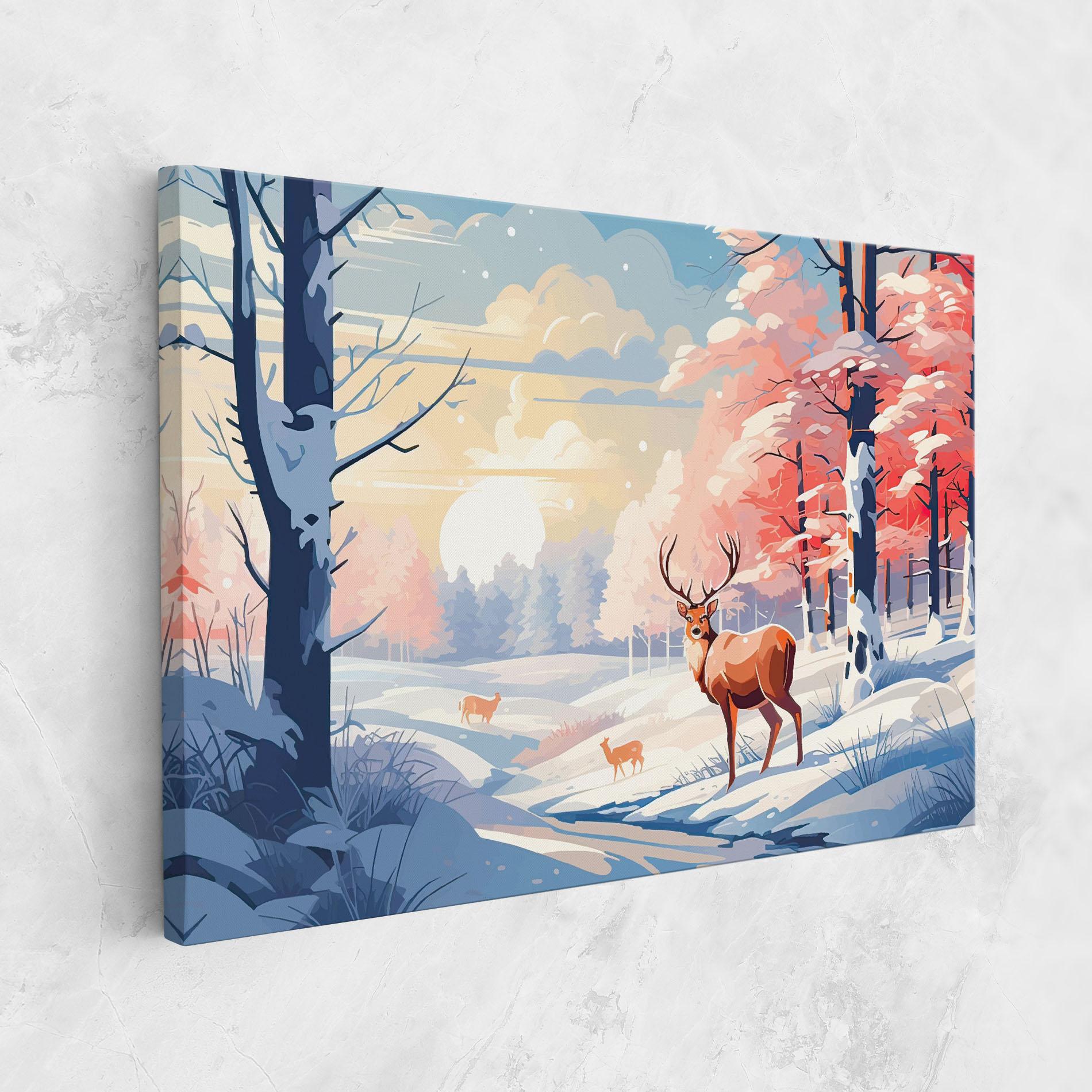 Vászonkép Winter Deer Art mockup 1