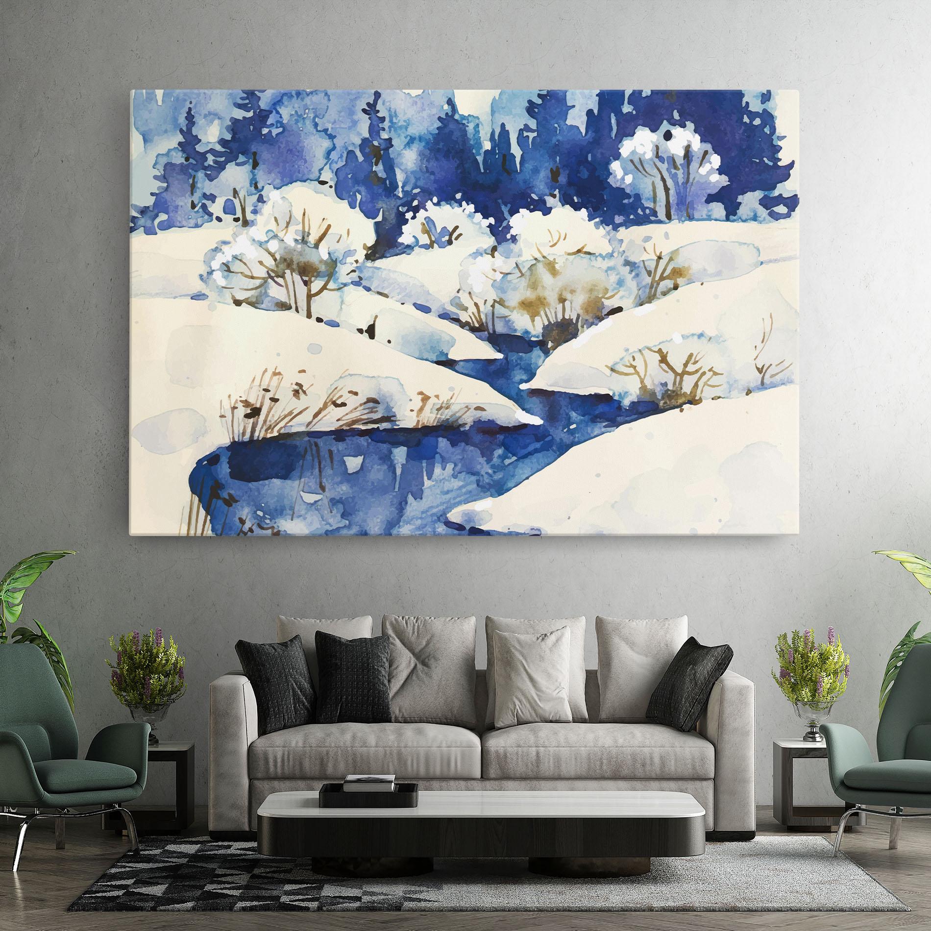 Vászonkép Blue Trees Winter mockup 7