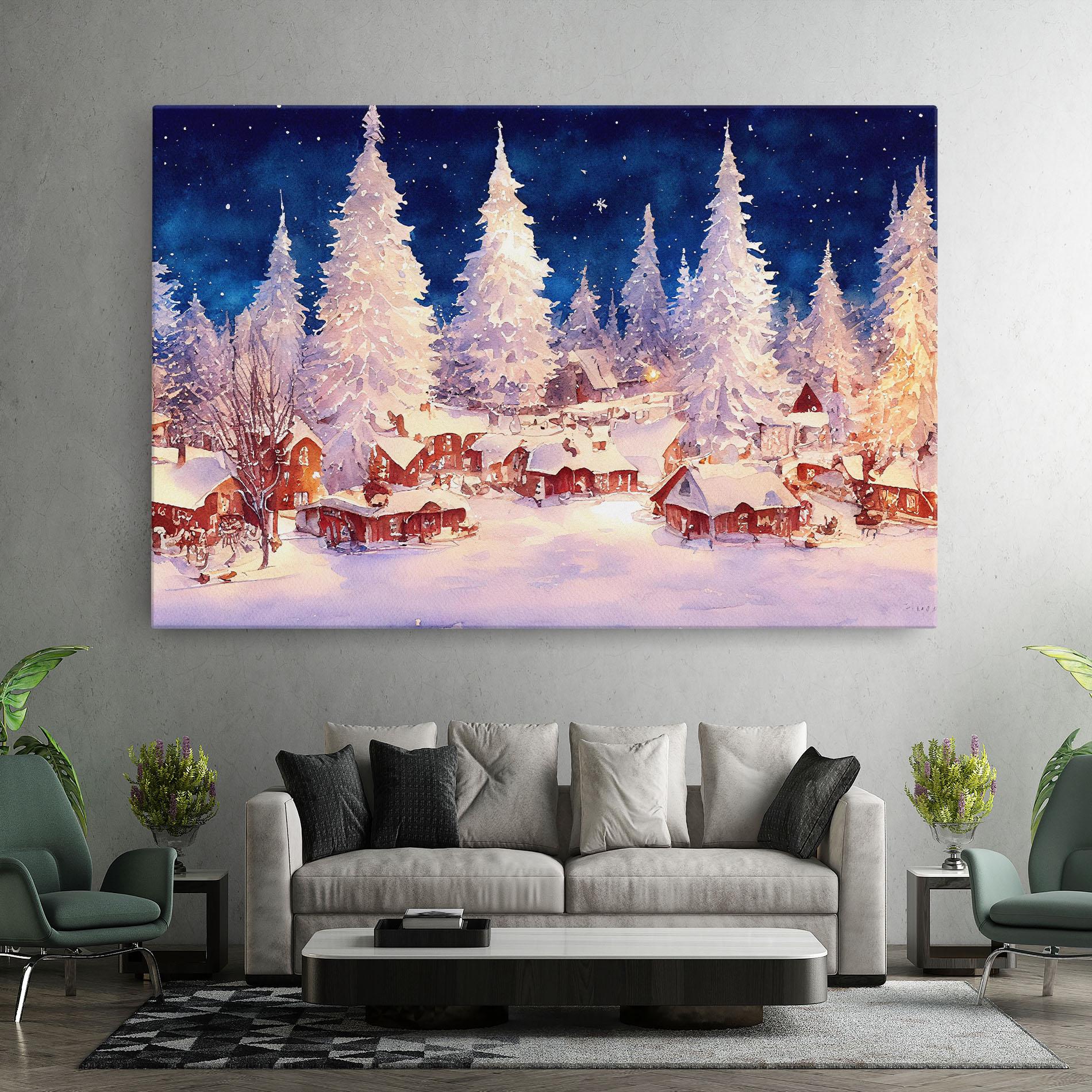 Vászonkép Snow Falling Painting mockup 7