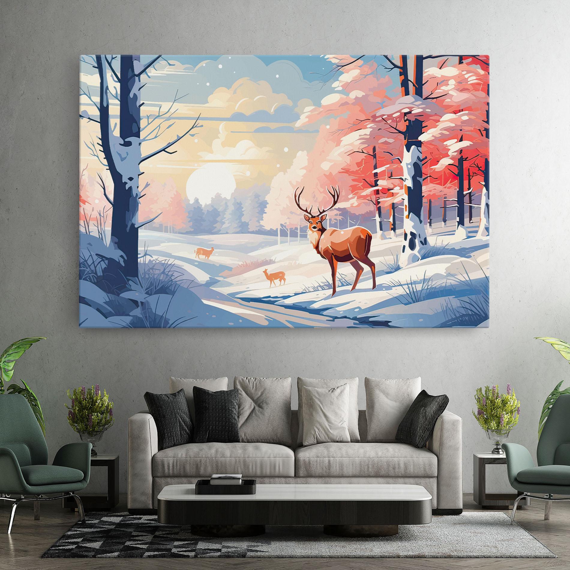 Vászonkép Winter Deer Art mockup 7