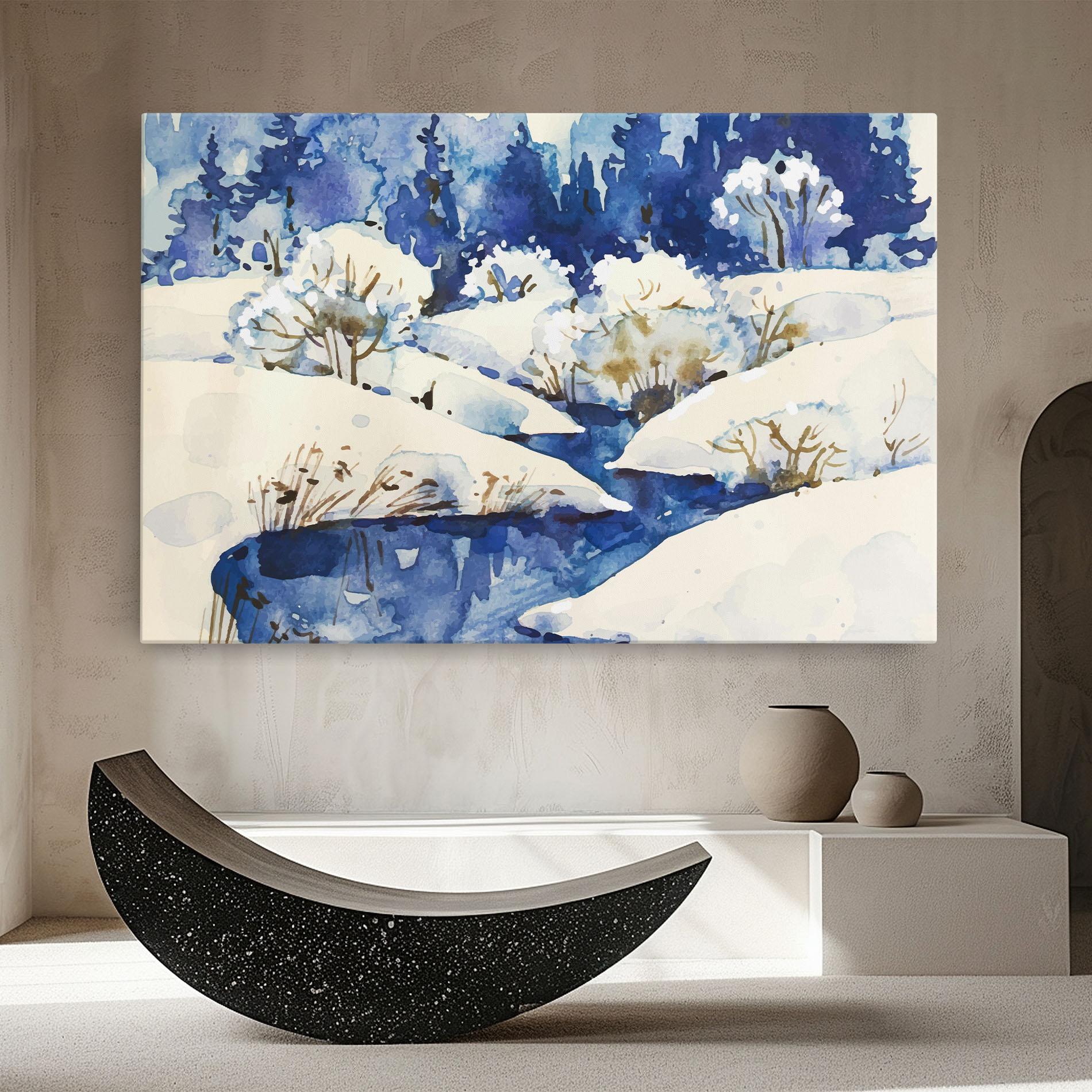 Vászonkép Blue Trees Winter mockup 8