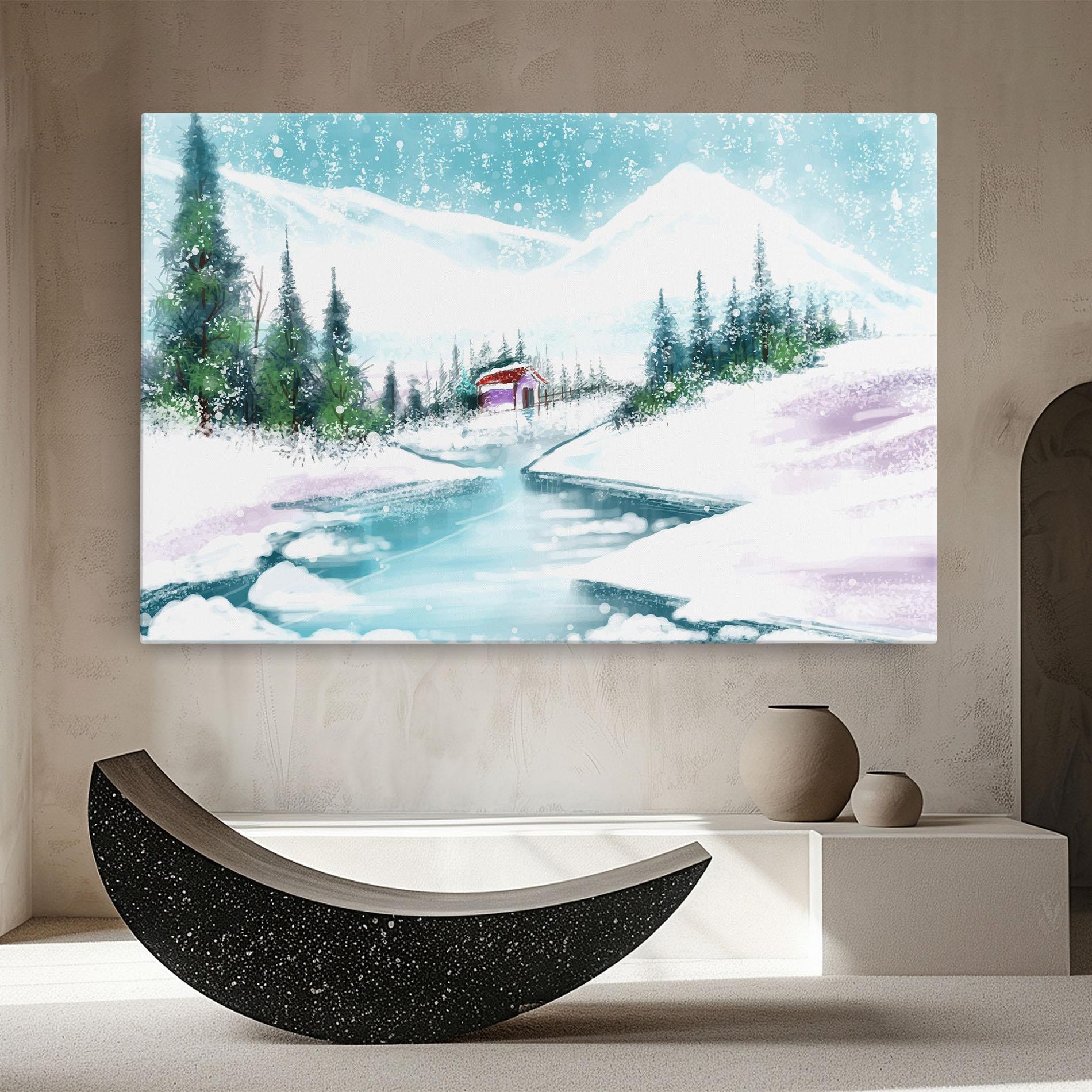 Vászonkép Purple House Winter mockup 8