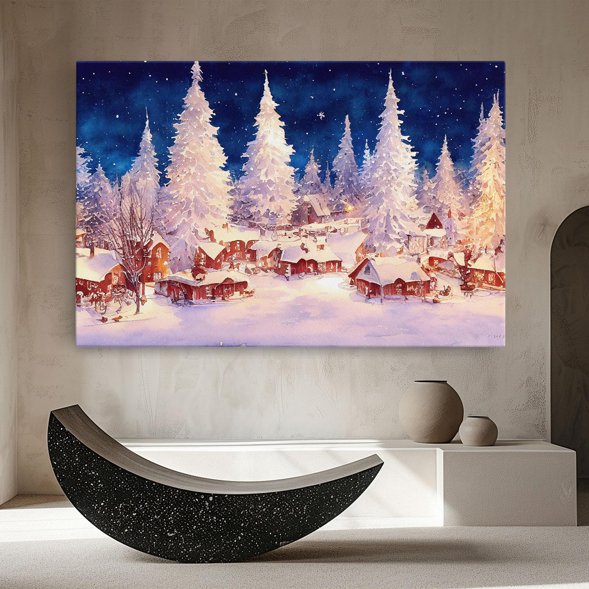 Vászonkép Snow Falling Painting mockup 8