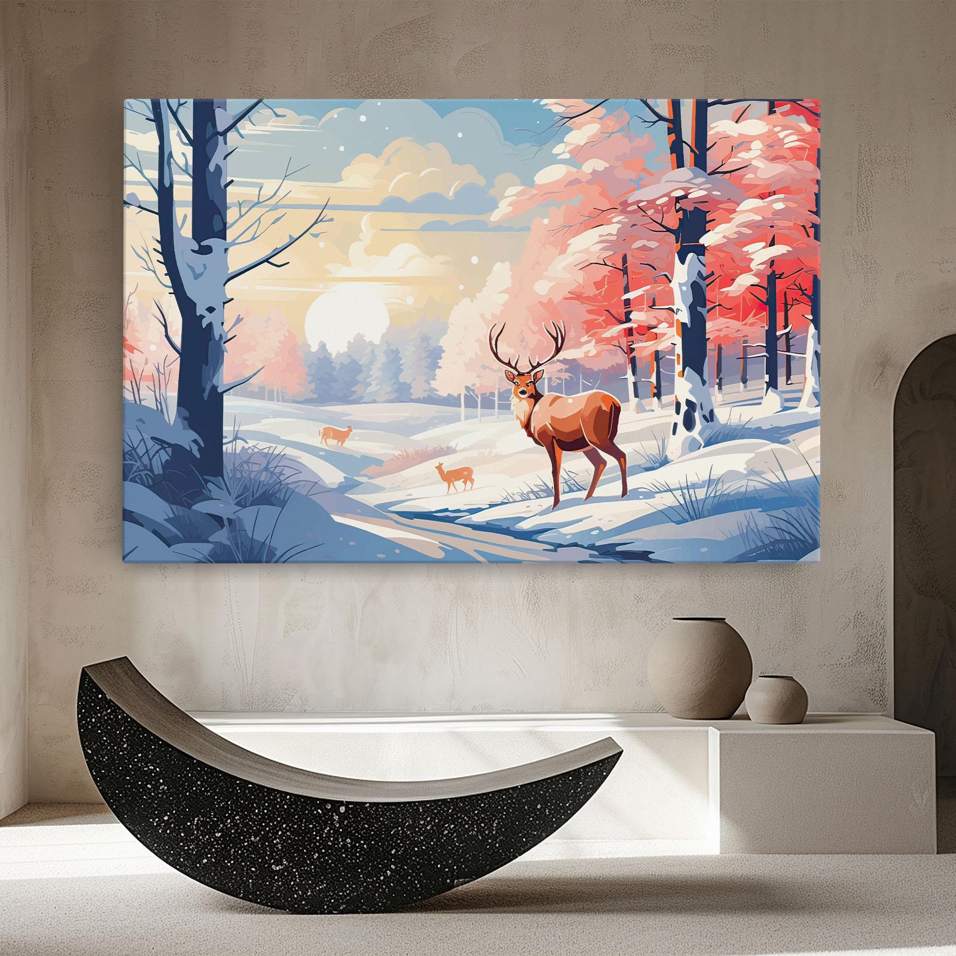 Vászonkép Winter Deer Art mockup 8