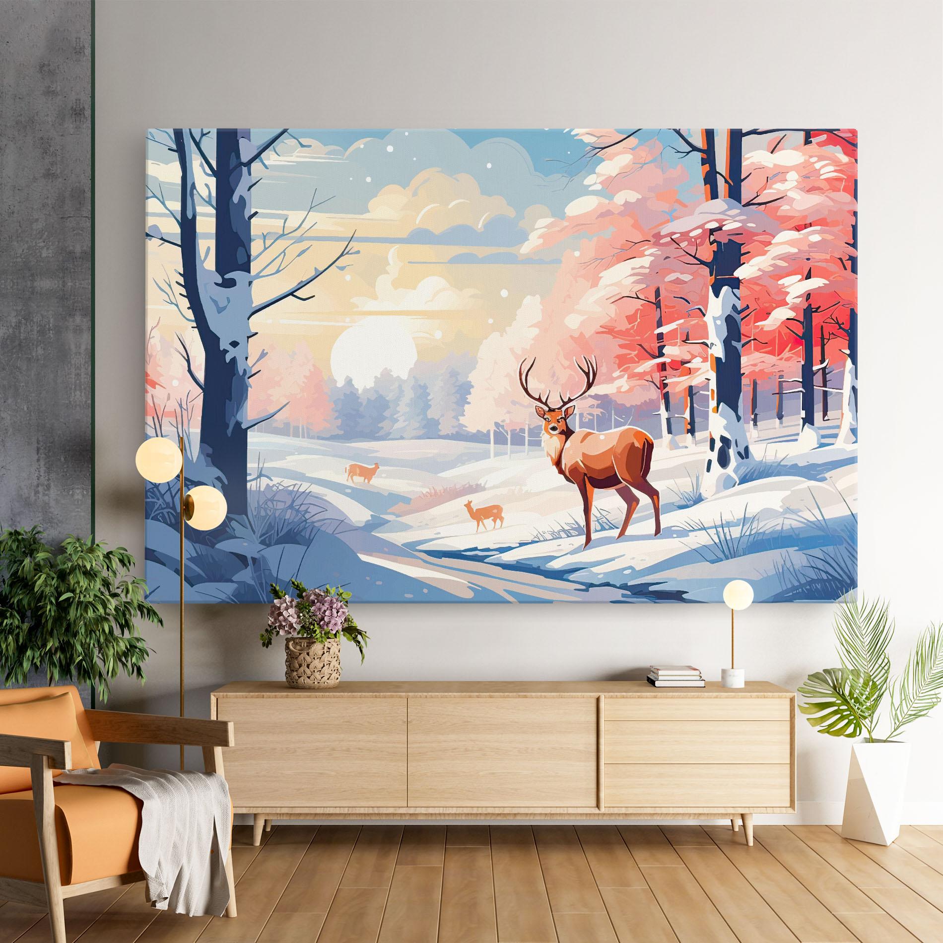 Vászonkép Winter Deer Art mockup 9