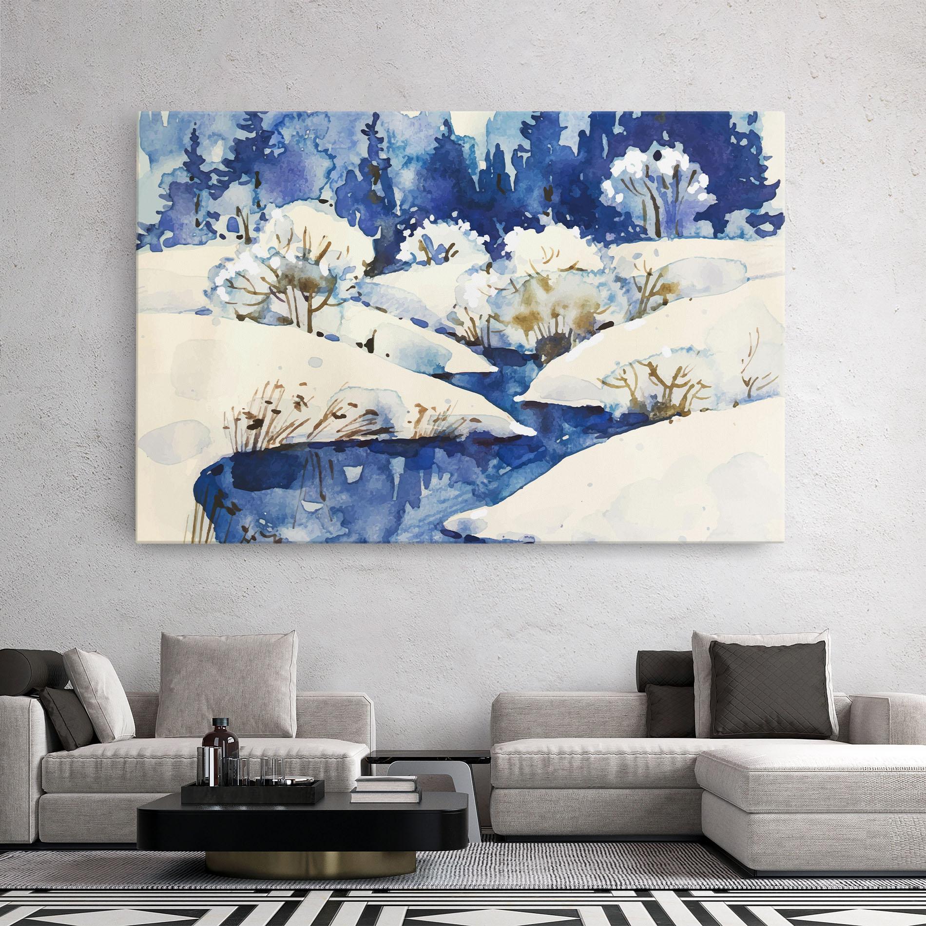 Vászonkép Blue Trees Winter mockup 2
