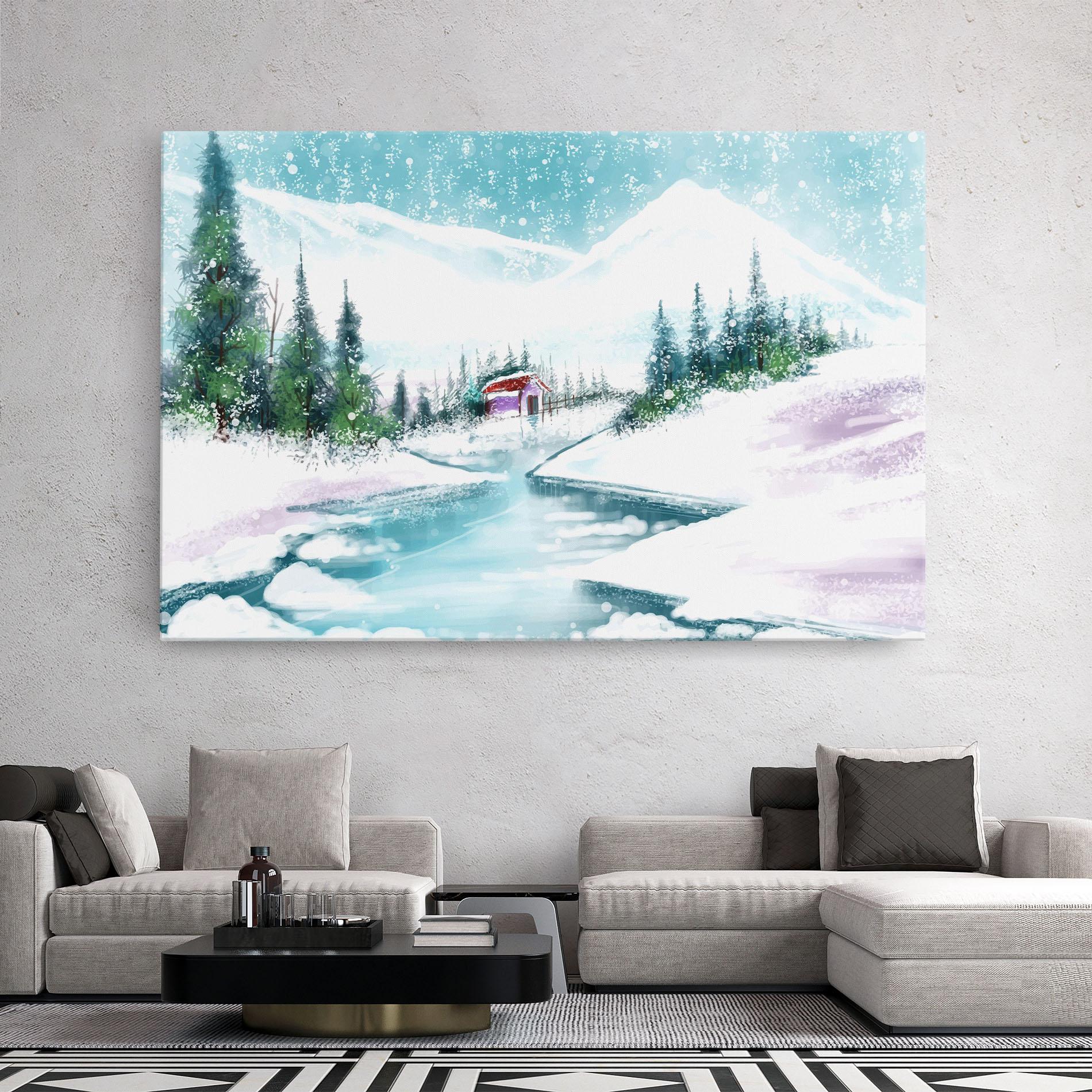 Vászonkép Purple House Winter mockup 2