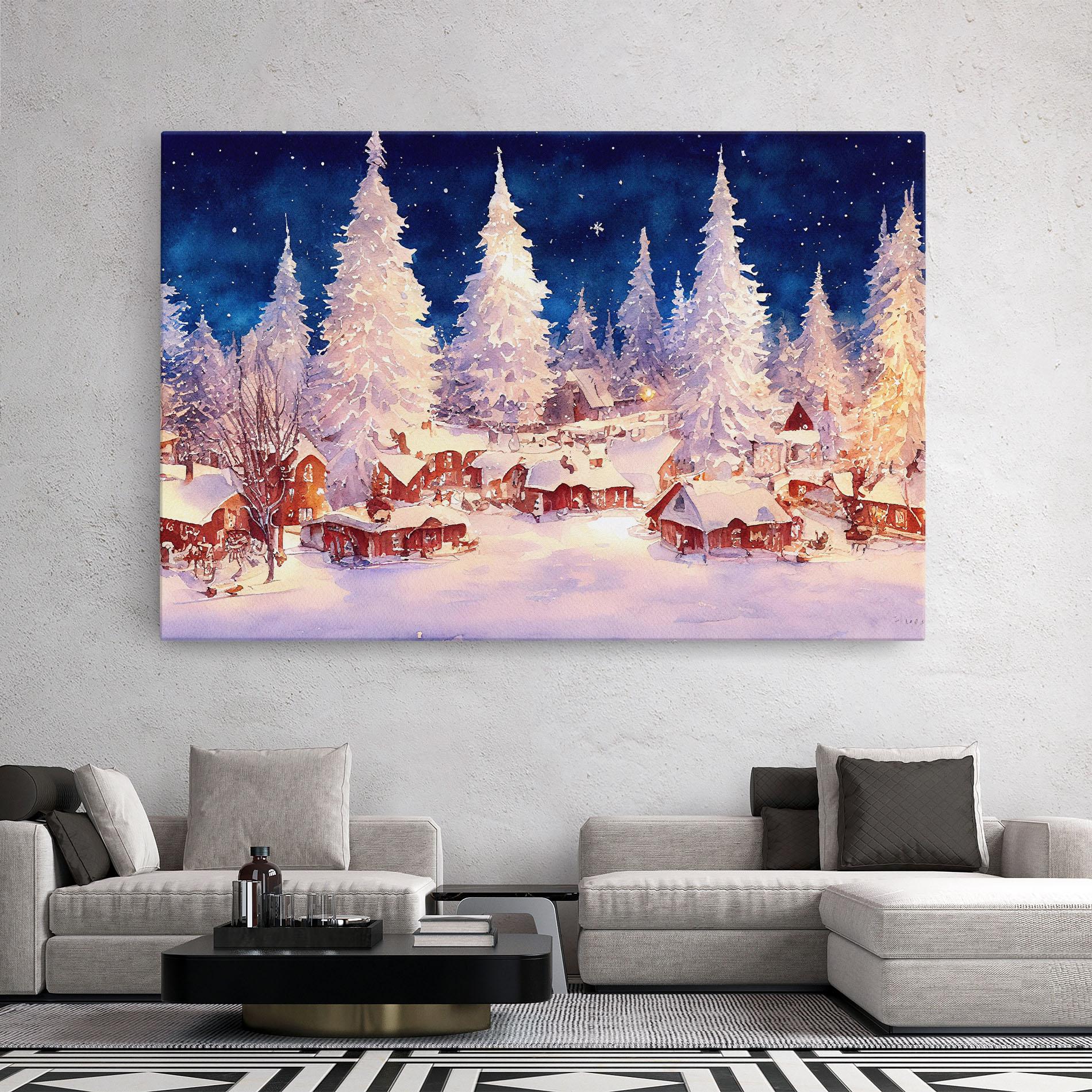 Vászonkép Snow Falling Painting mockup 2