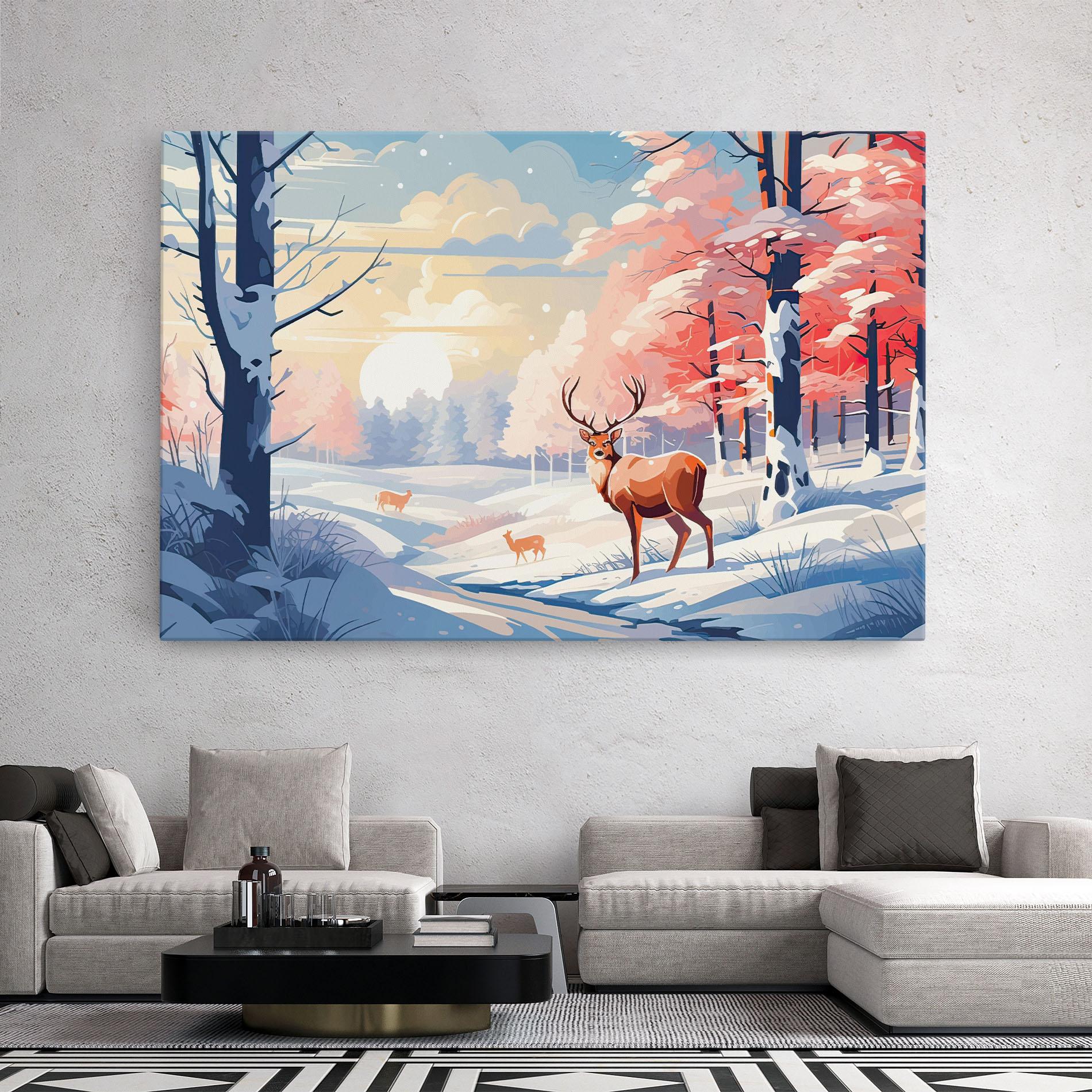 Vászonkép Winter Deer Art mockup 2