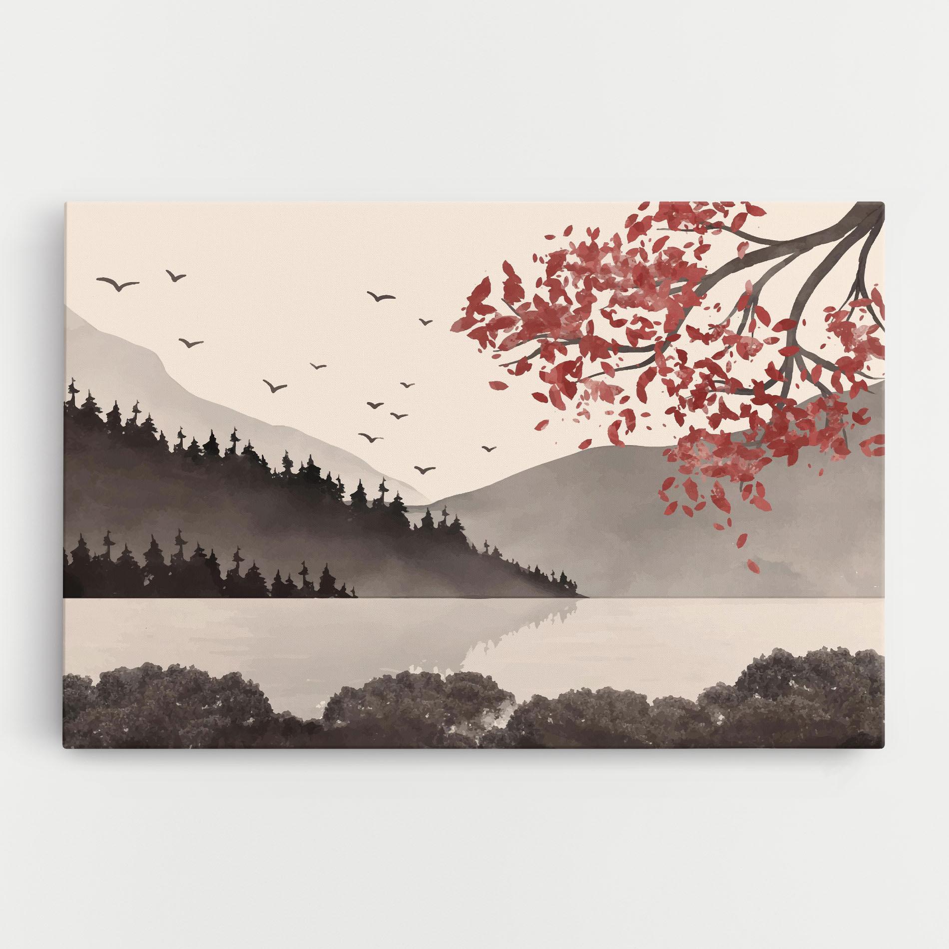Vászonkép Red Tree Lake mockup 0