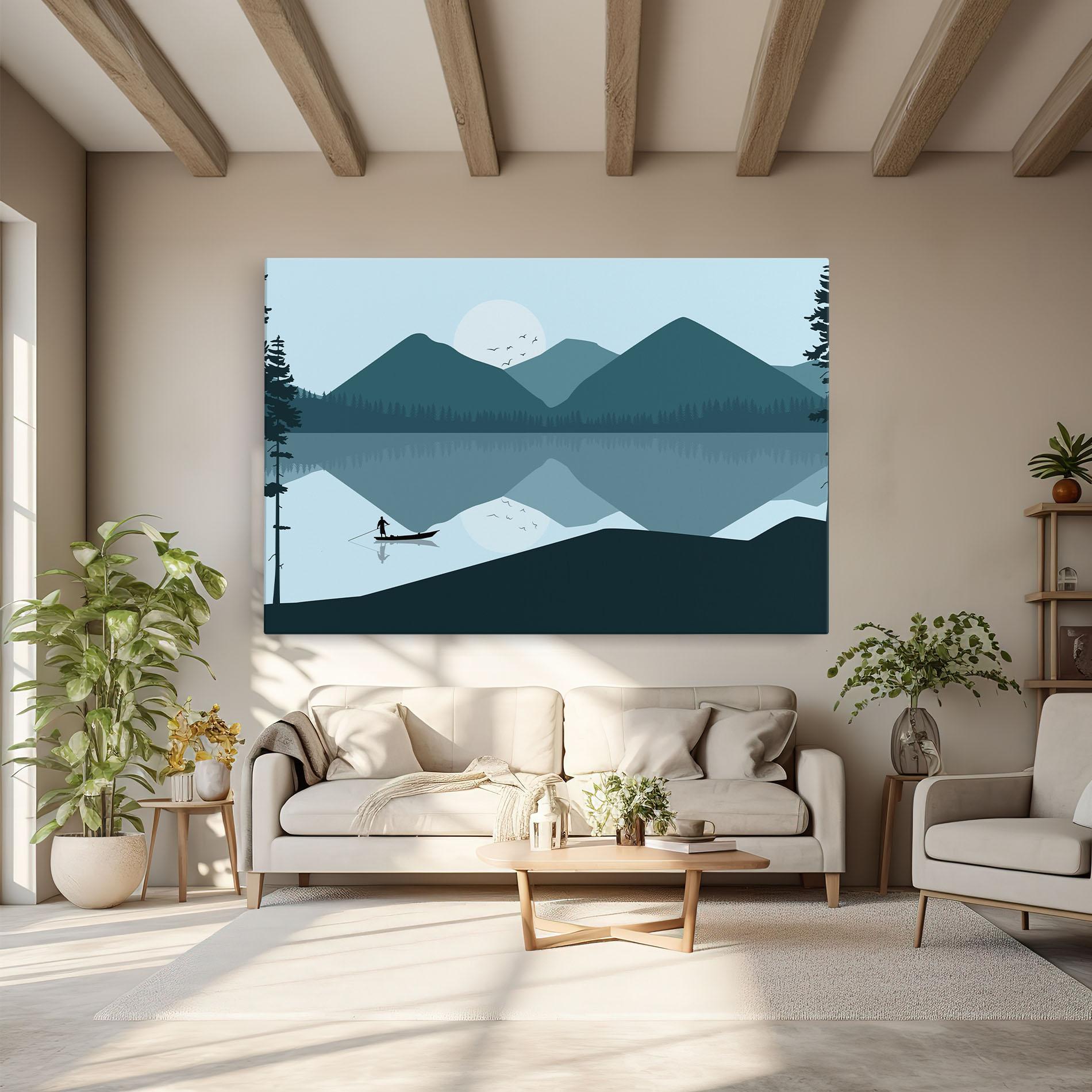 Vászonkép Blue Light Lake mockup 6