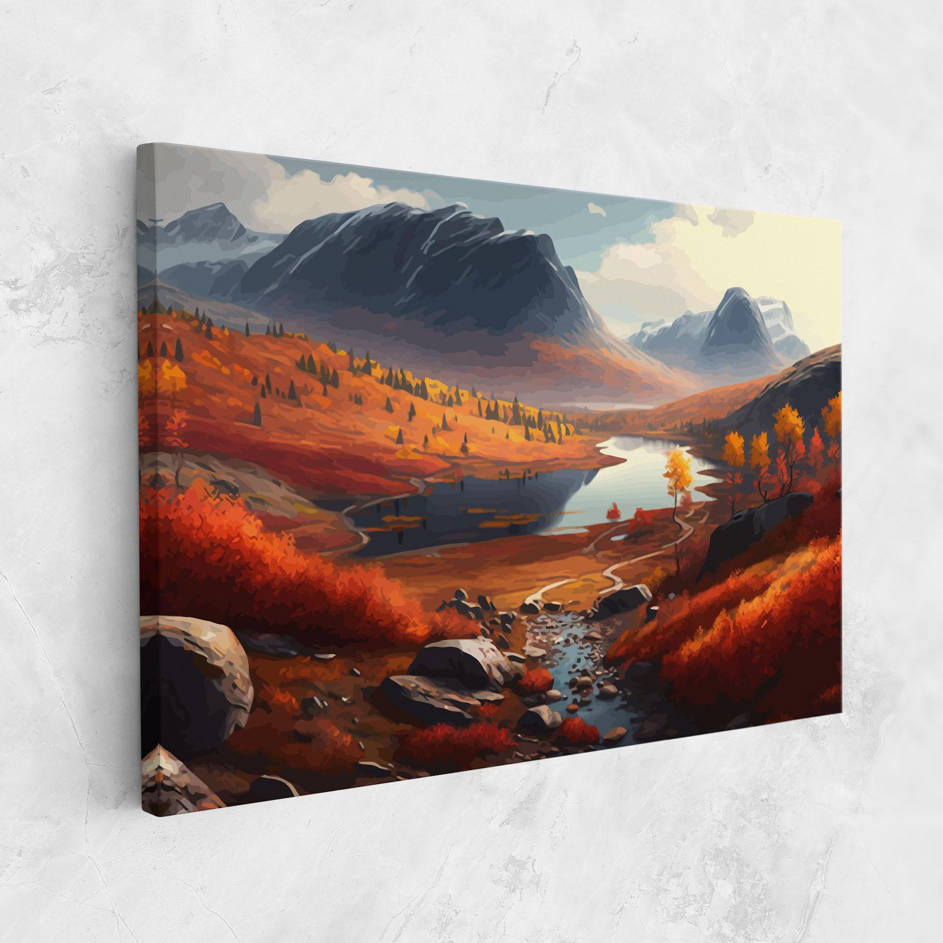 Vászonkép Autumn Field Lake mockup 1