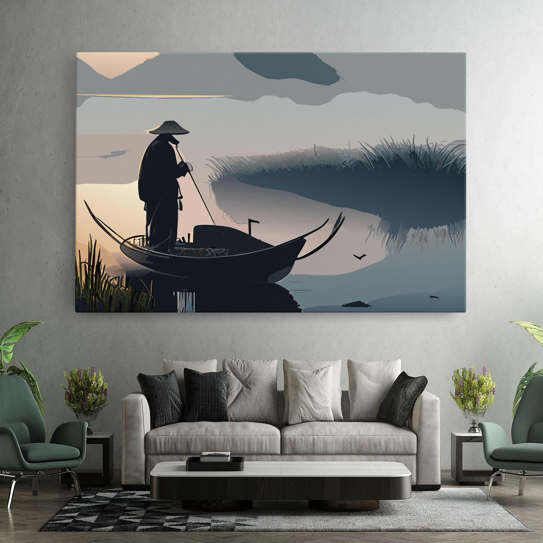 Vászonkép Japan Lake Man mockup 7