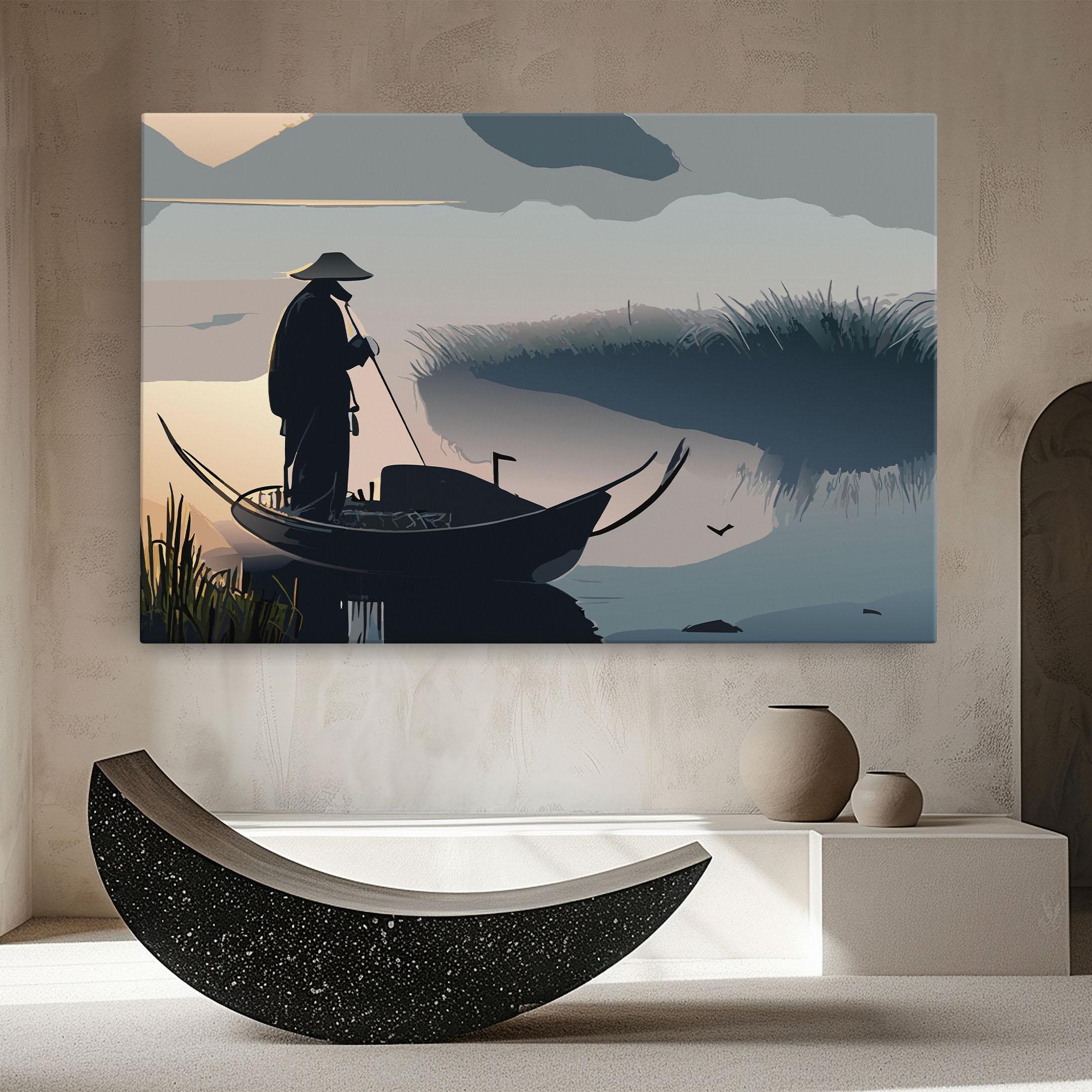 Vászonkép Japan Lake Man mockup 8