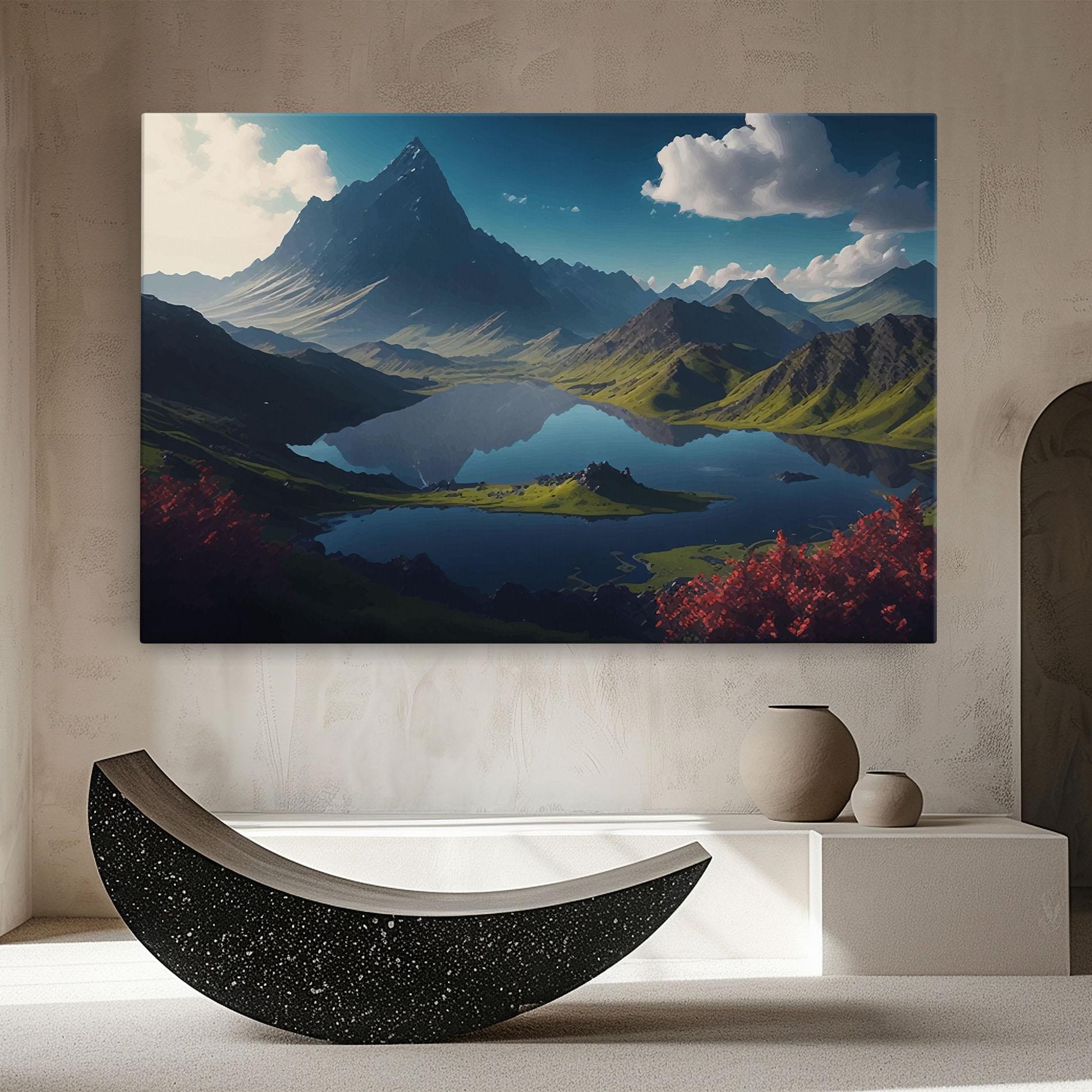 Vászonkép Red Flower Lake mockup 8