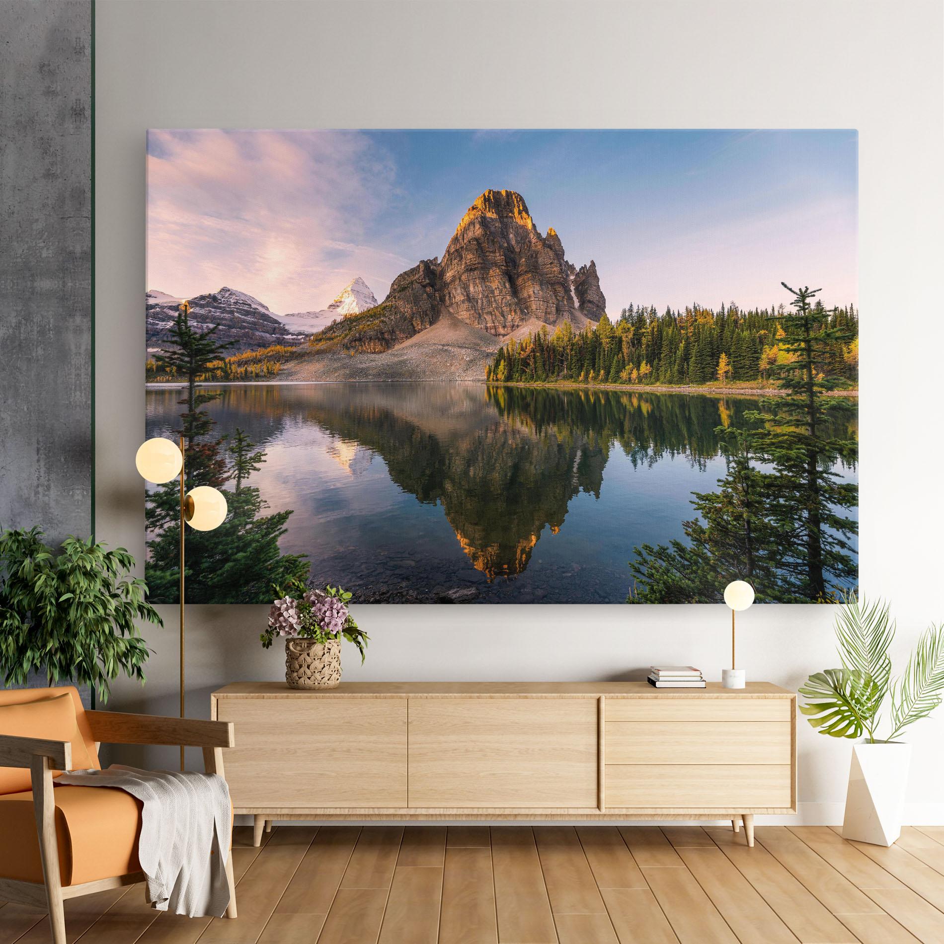 Vászonkép Mountain Sunrise Lake mockup 9