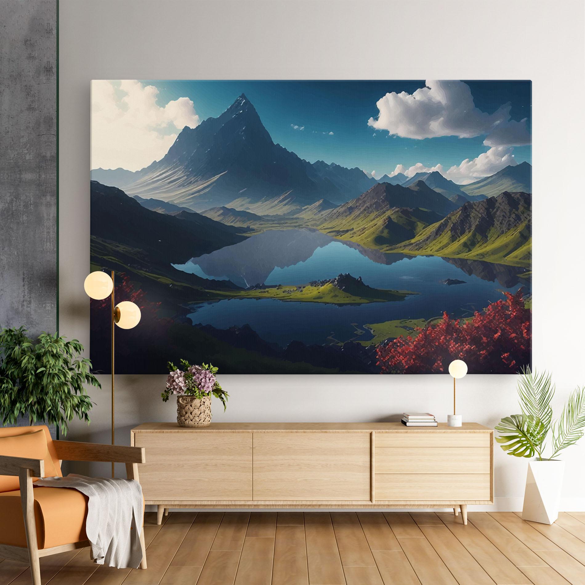 Vászonkép Red Flower Lake mockup 9