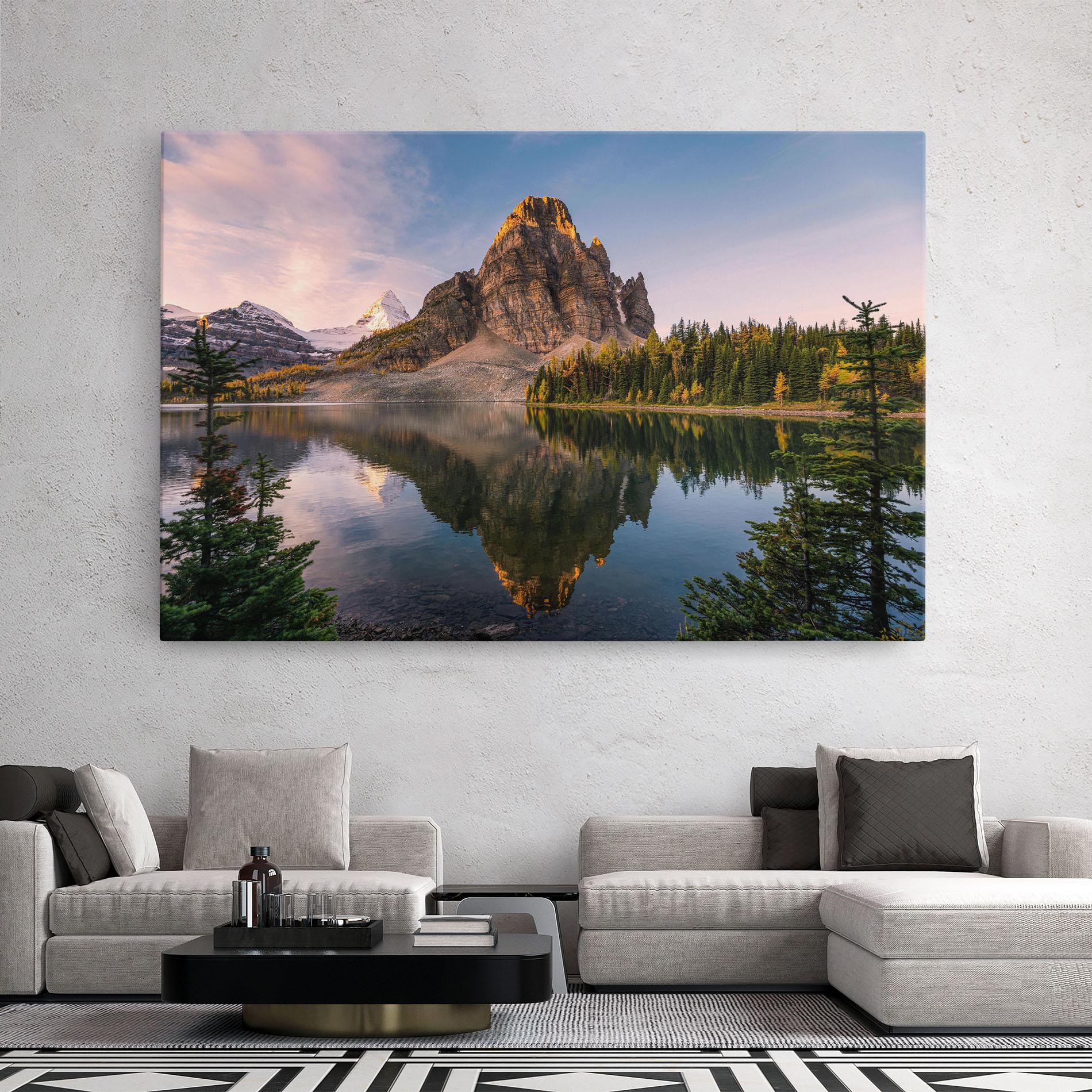 Vászonkép Mountain Sunrise Lake mockup 2