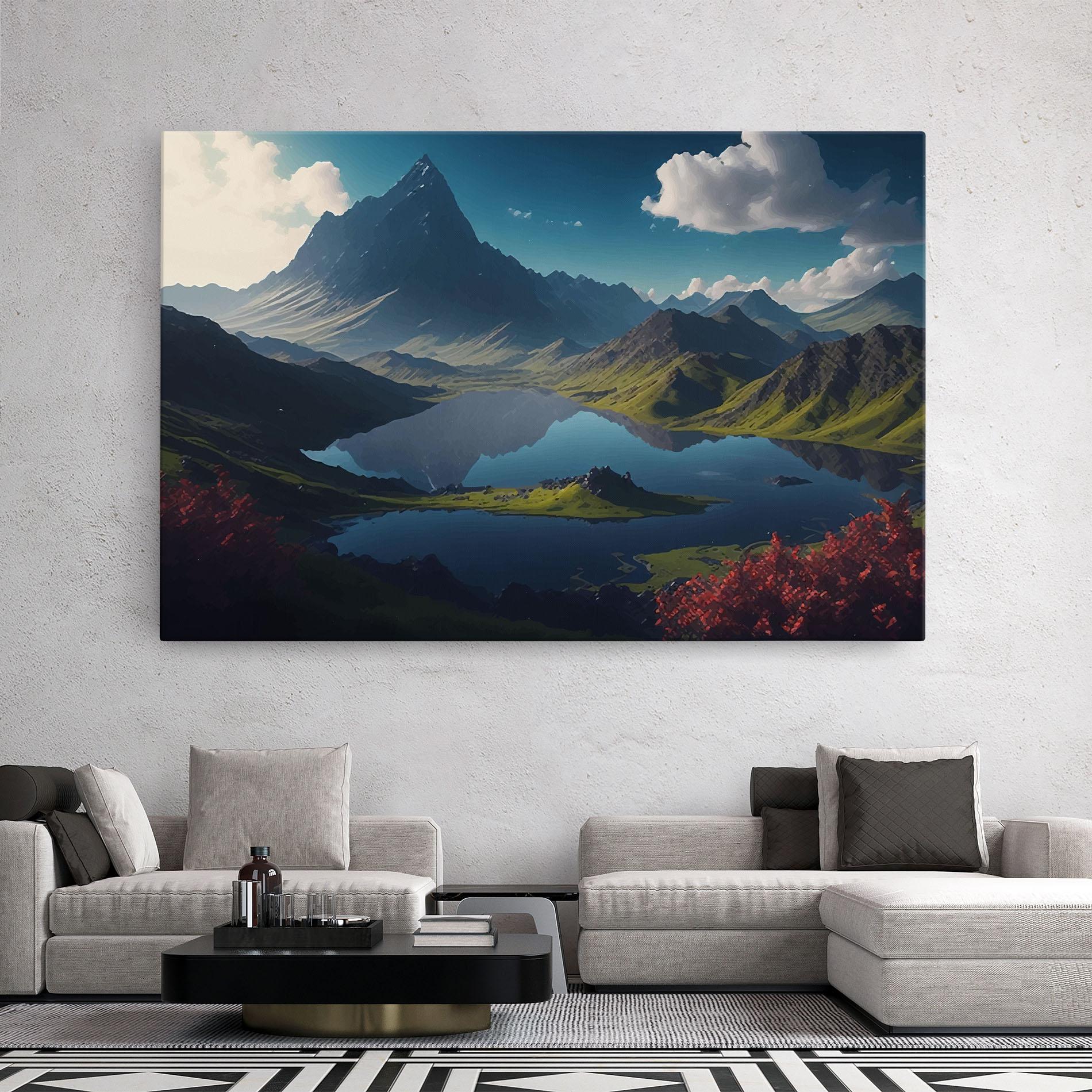 Vászonkép Red Flower Lake mockup 2