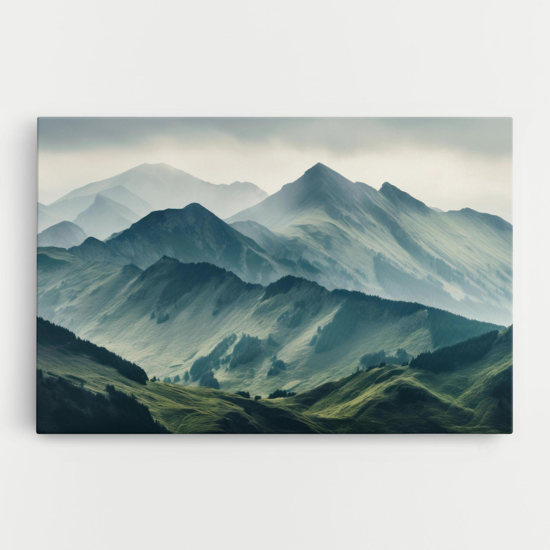 Vászonkép Amazing Foggy Mountain mockup 0