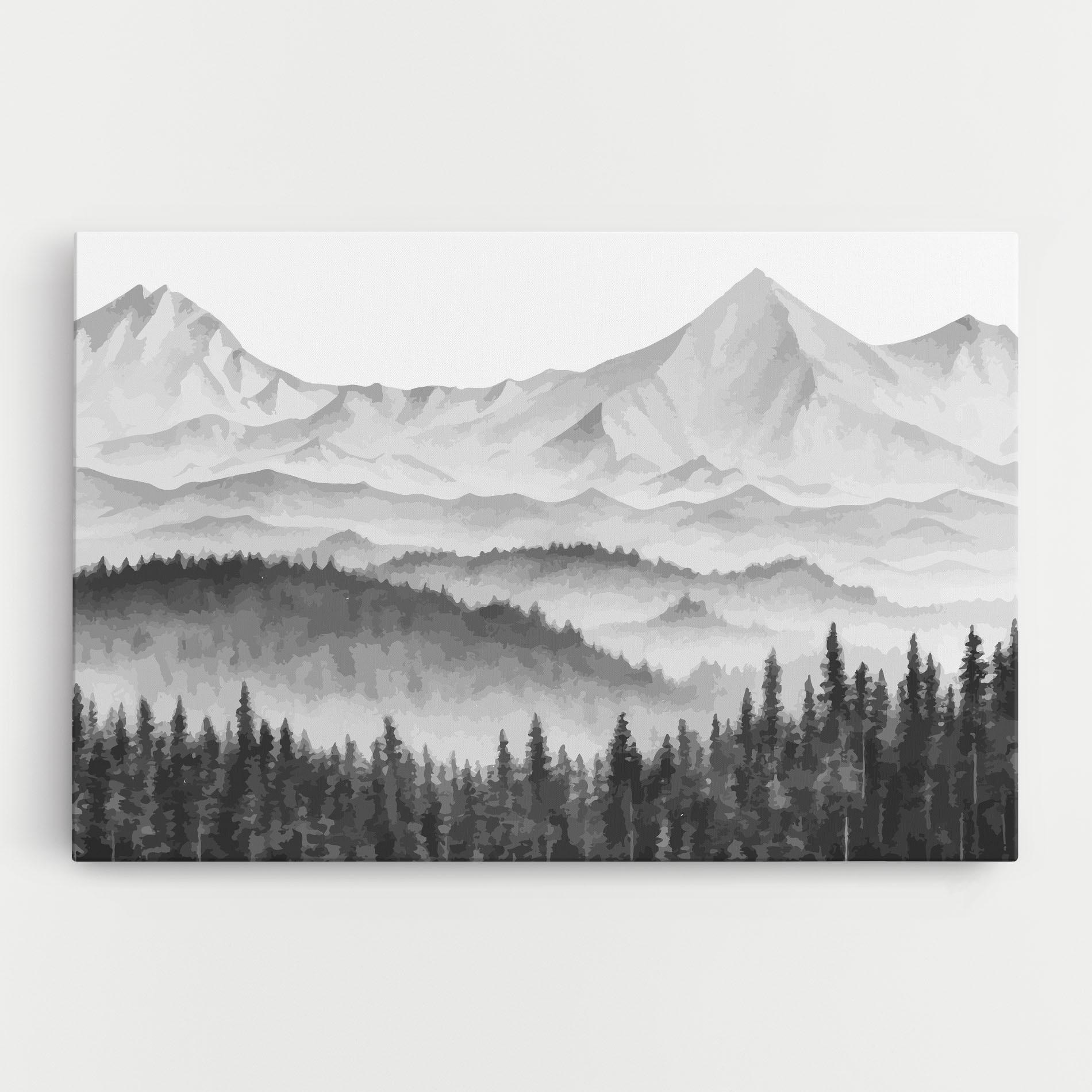 Vászonkép Grey Mountain Drawing mockup 0