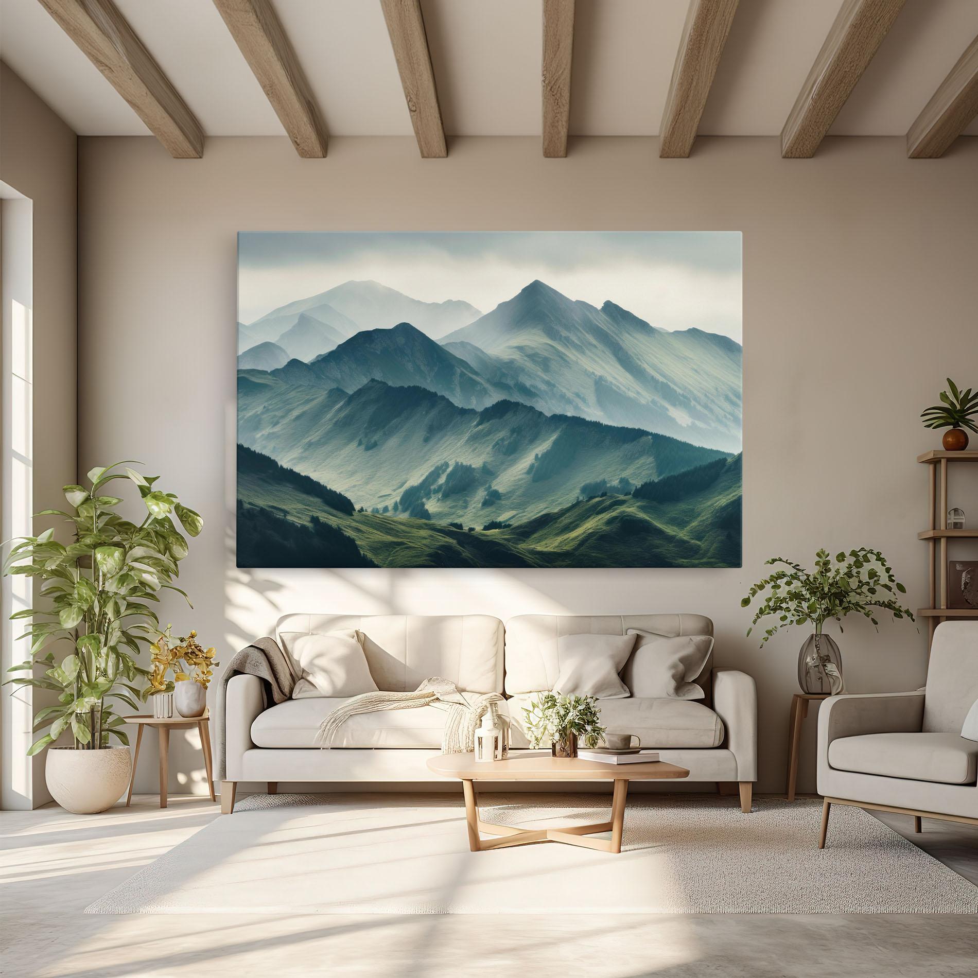 Vászonkép Amazing Foggy Mountain mockup 6