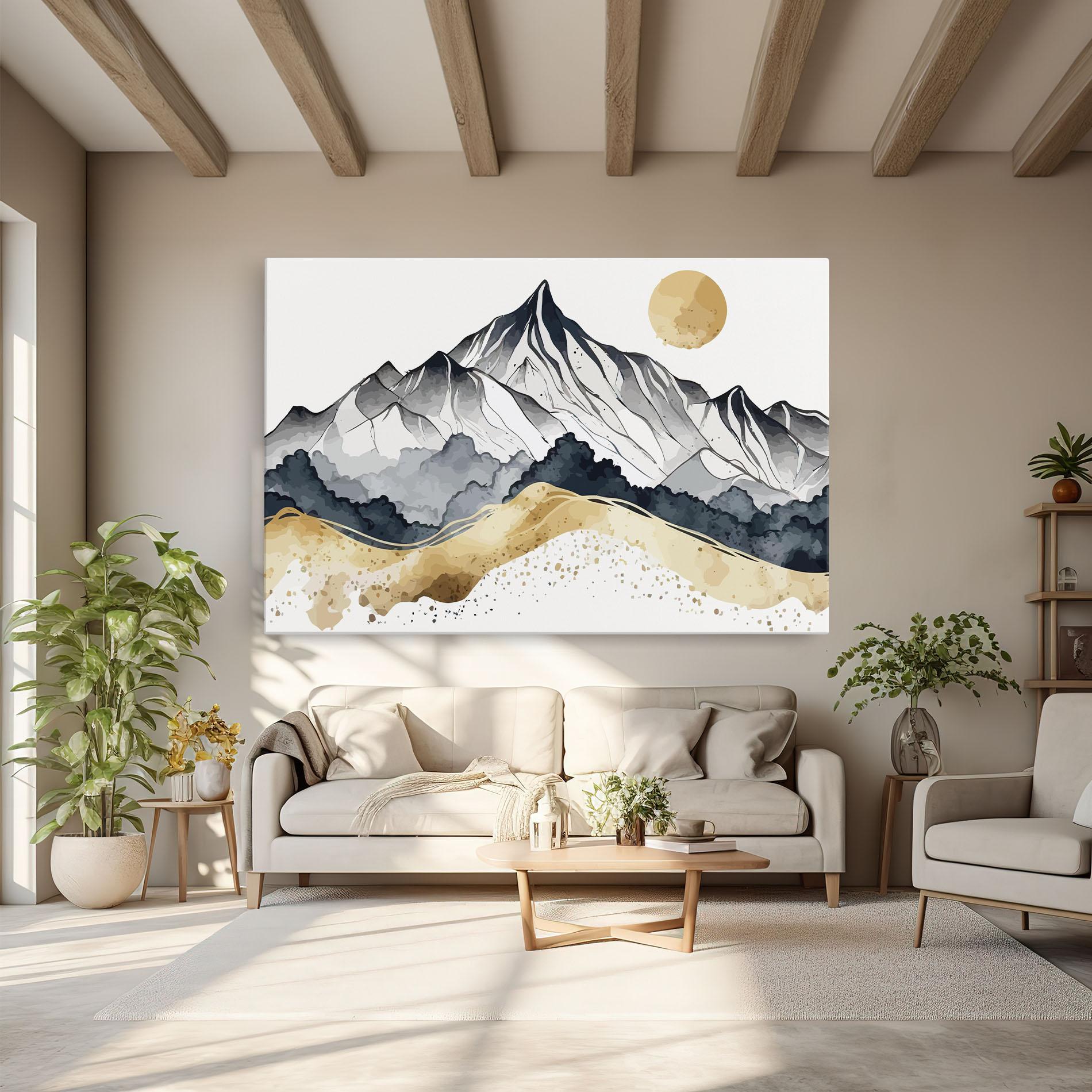 Vászonkép Grey Gold Mountain mockup 6