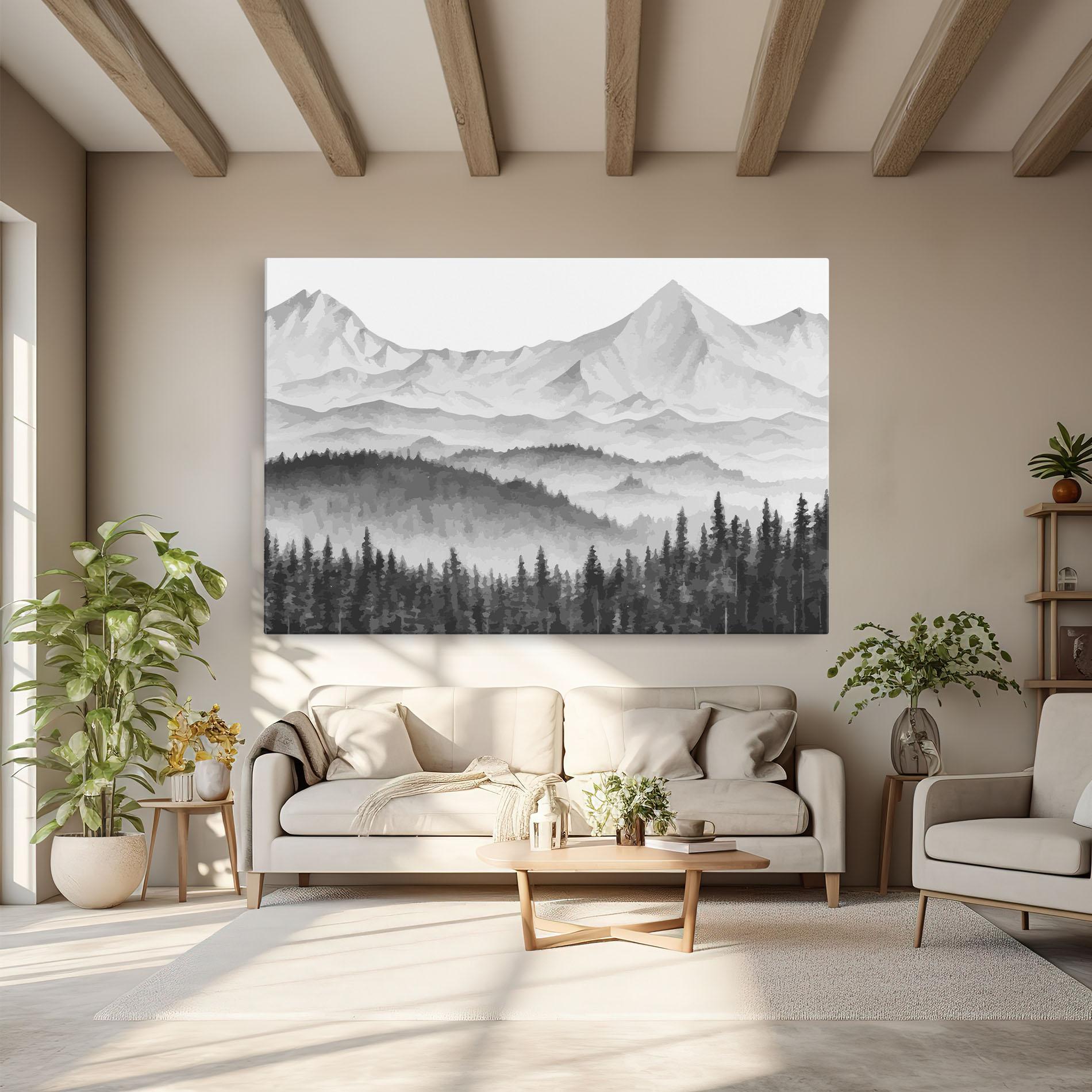 Vászonkép Grey Mountain Drawing mockup 6