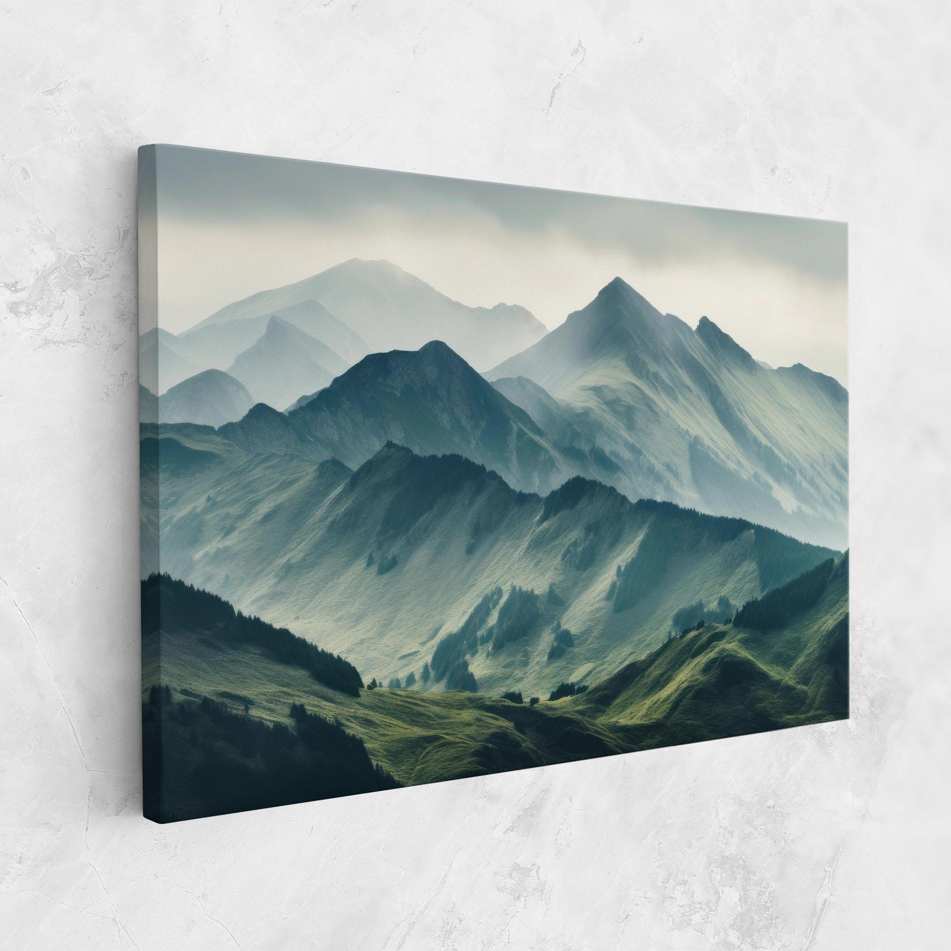 Vászonkép Amazing Foggy Mountain mockup 1