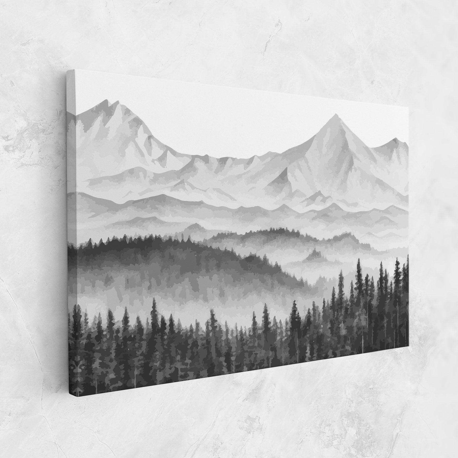 Vászonkép Grey Mountain Drawing mockup 1