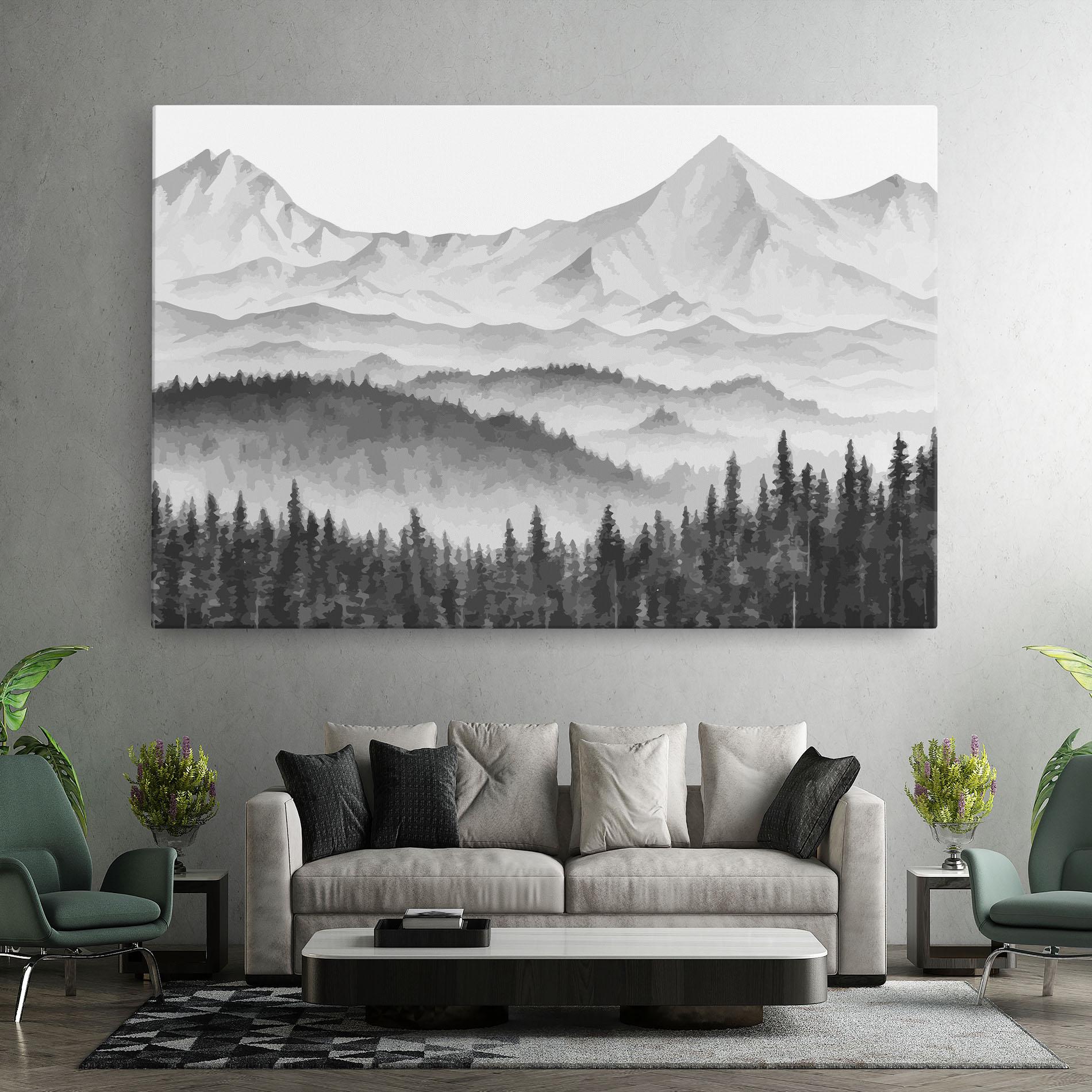 Vászonkép Grey Mountain Drawing mockup 7
