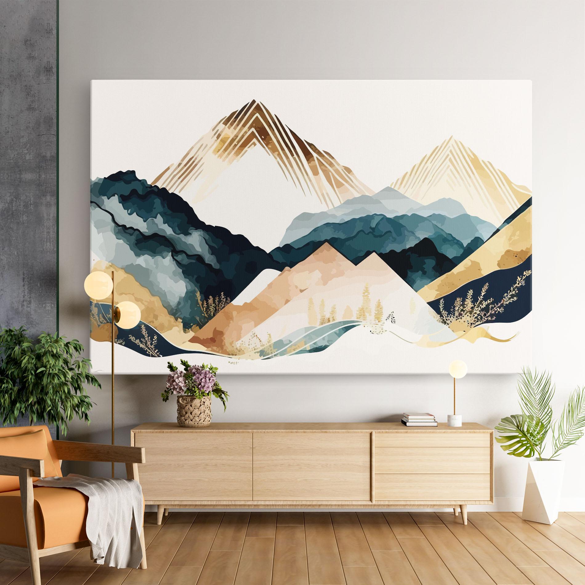 Vászonkép Gold Green Mountain mockup 9