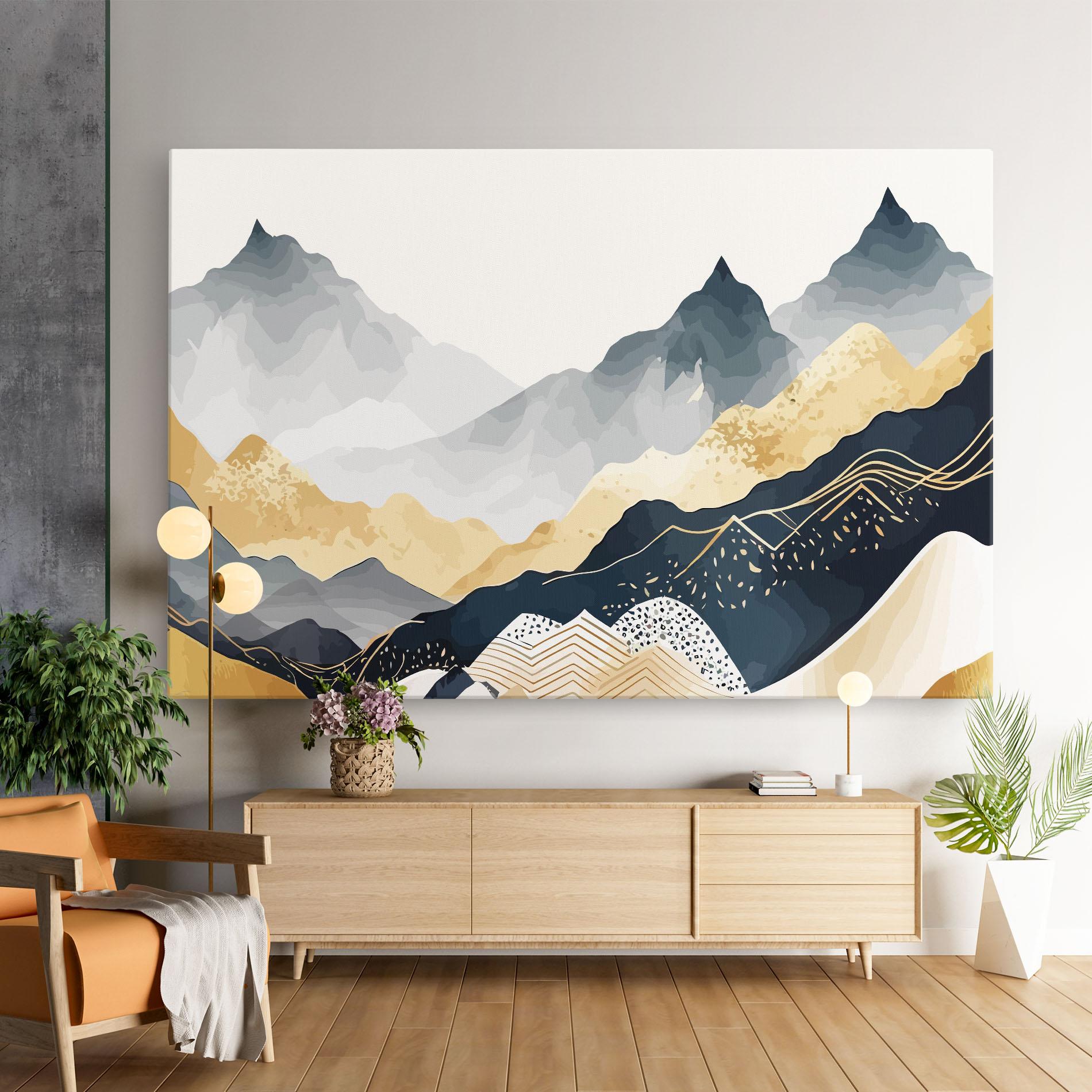 Vászonkép Gold Grey Mountain mockup 9