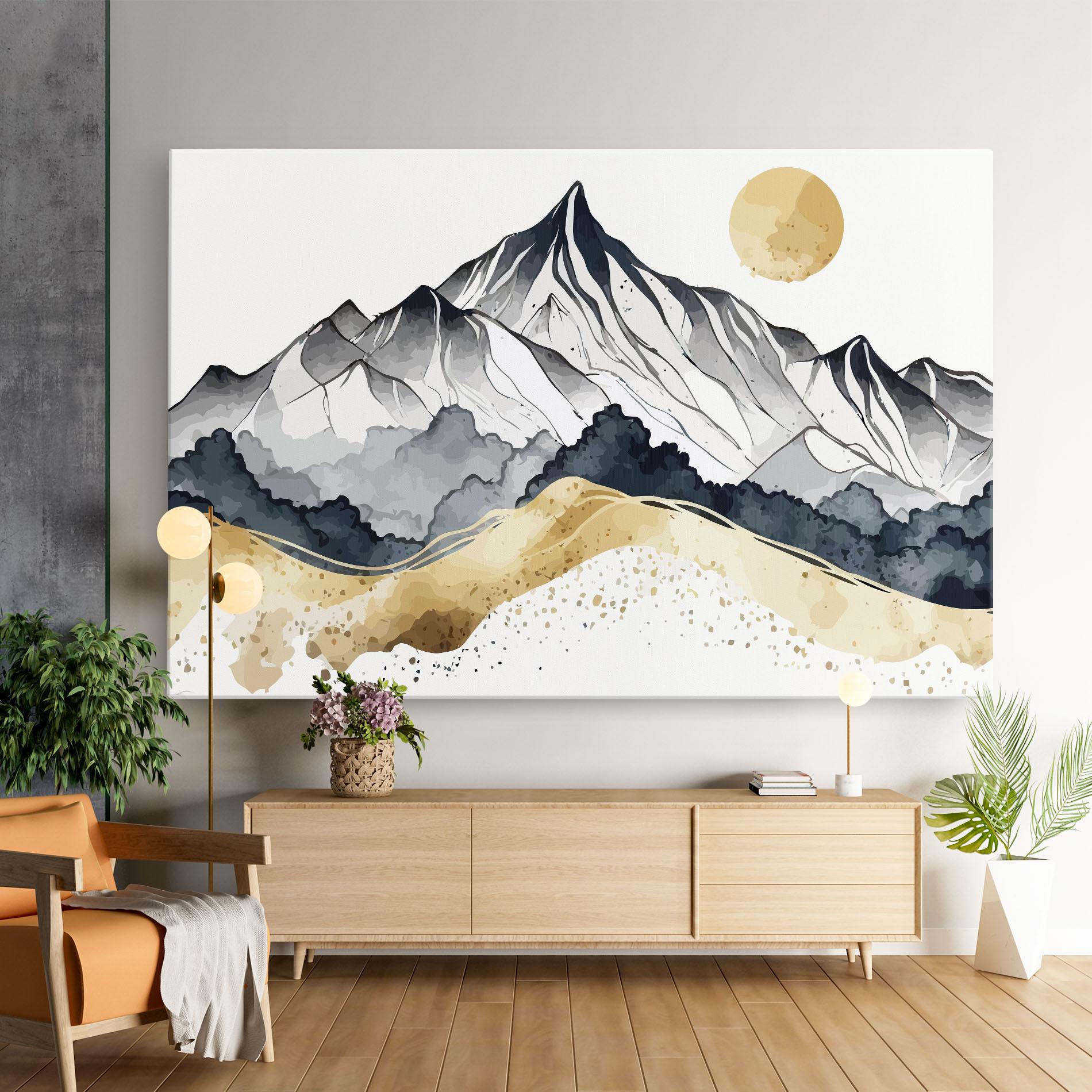 Vászonkép Grey Gold Mountain mockup 9