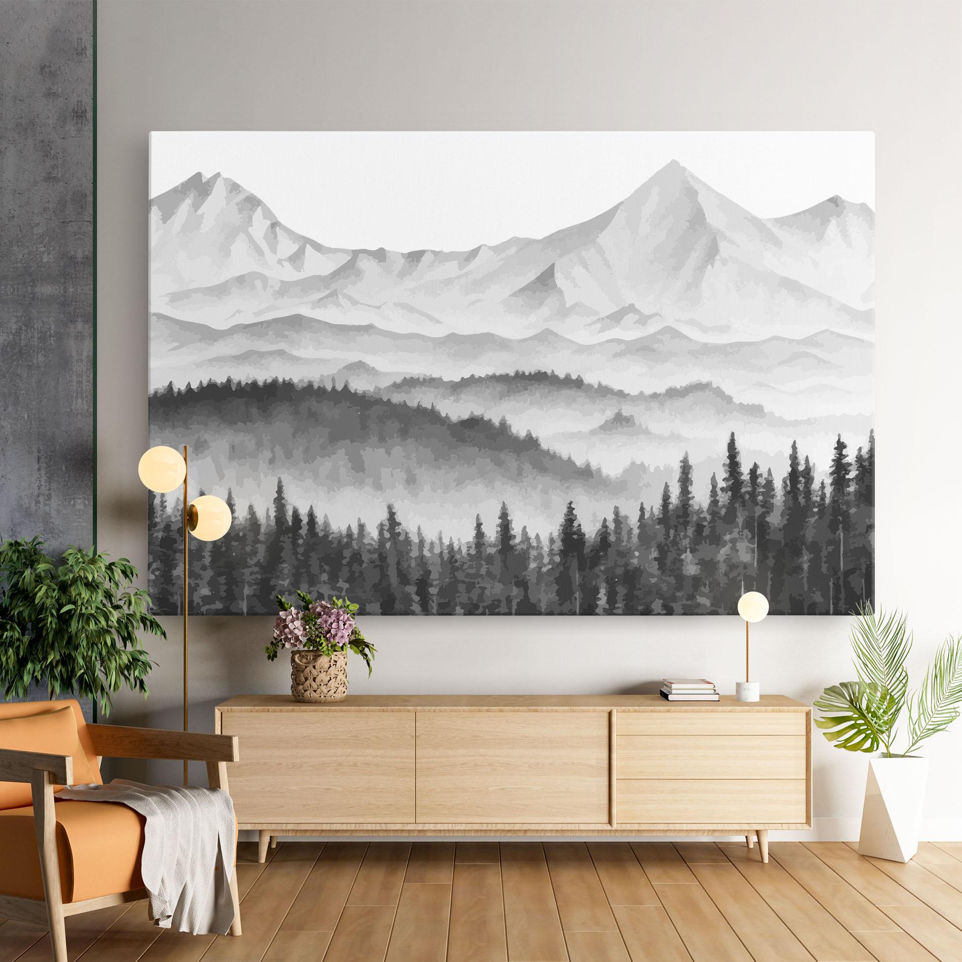 Vászonkép Grey Mountain Drawing mockup 9