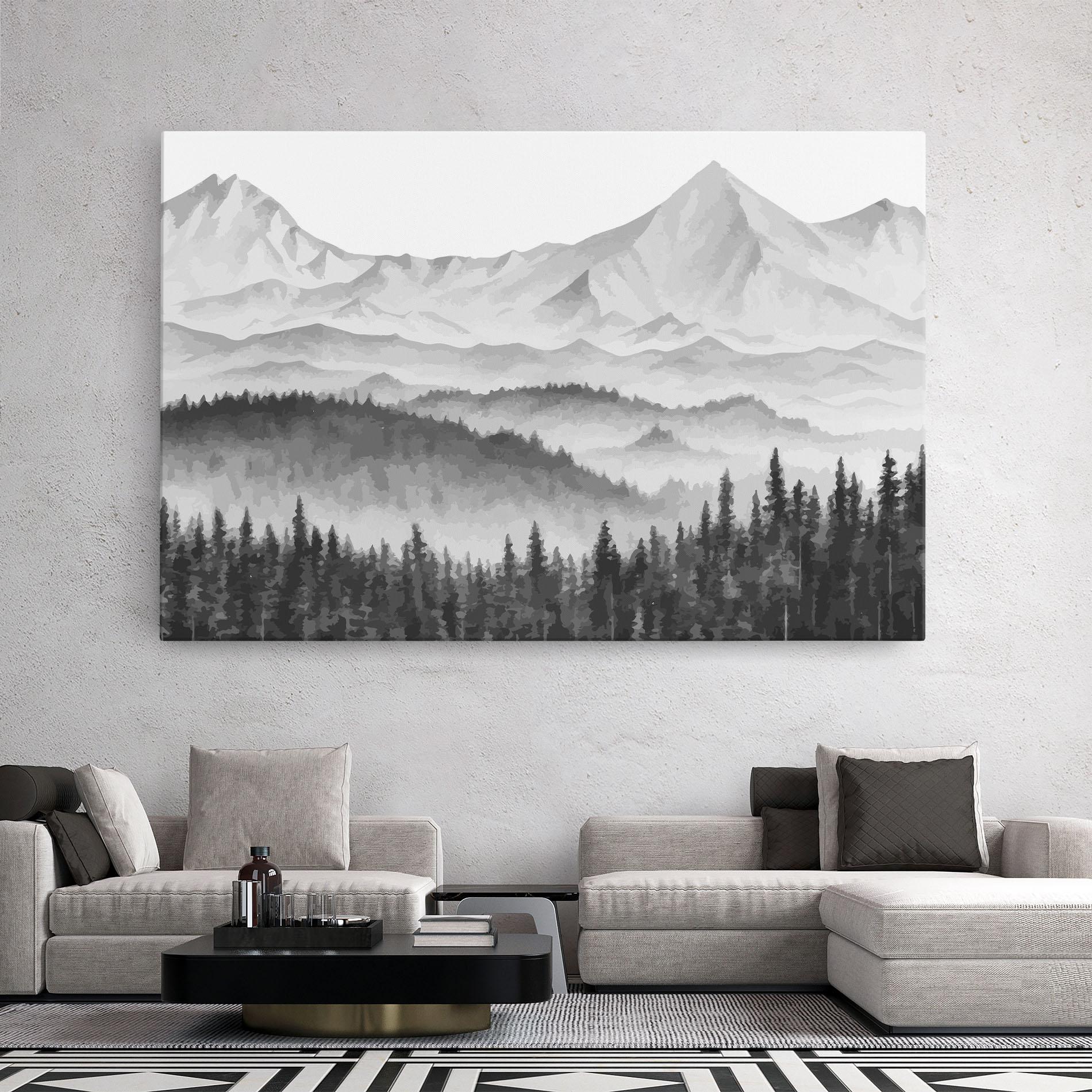 Vászonkép Grey Mountain Drawing mockup 2