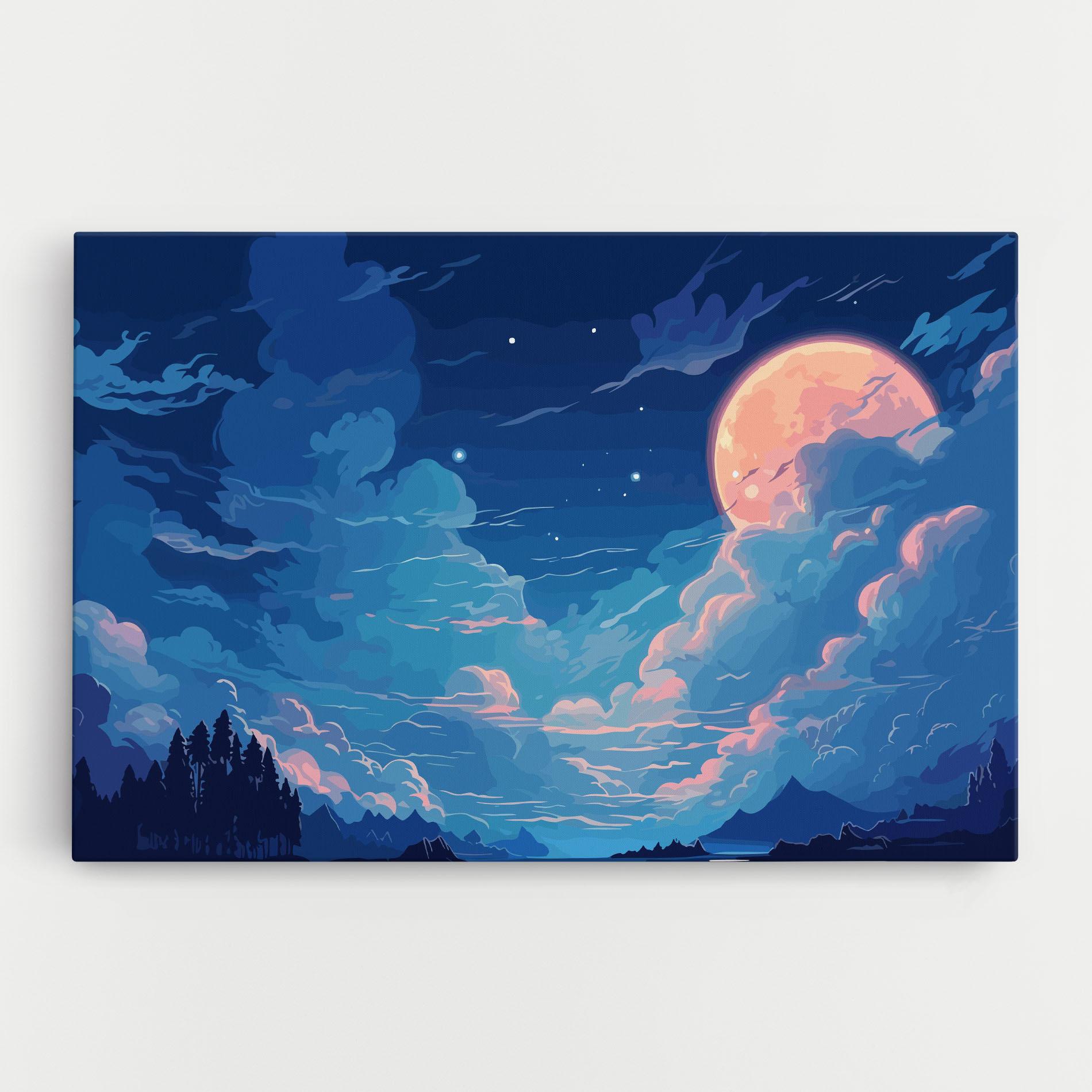 Vászonkép Blue Cloud Moon mockup 0